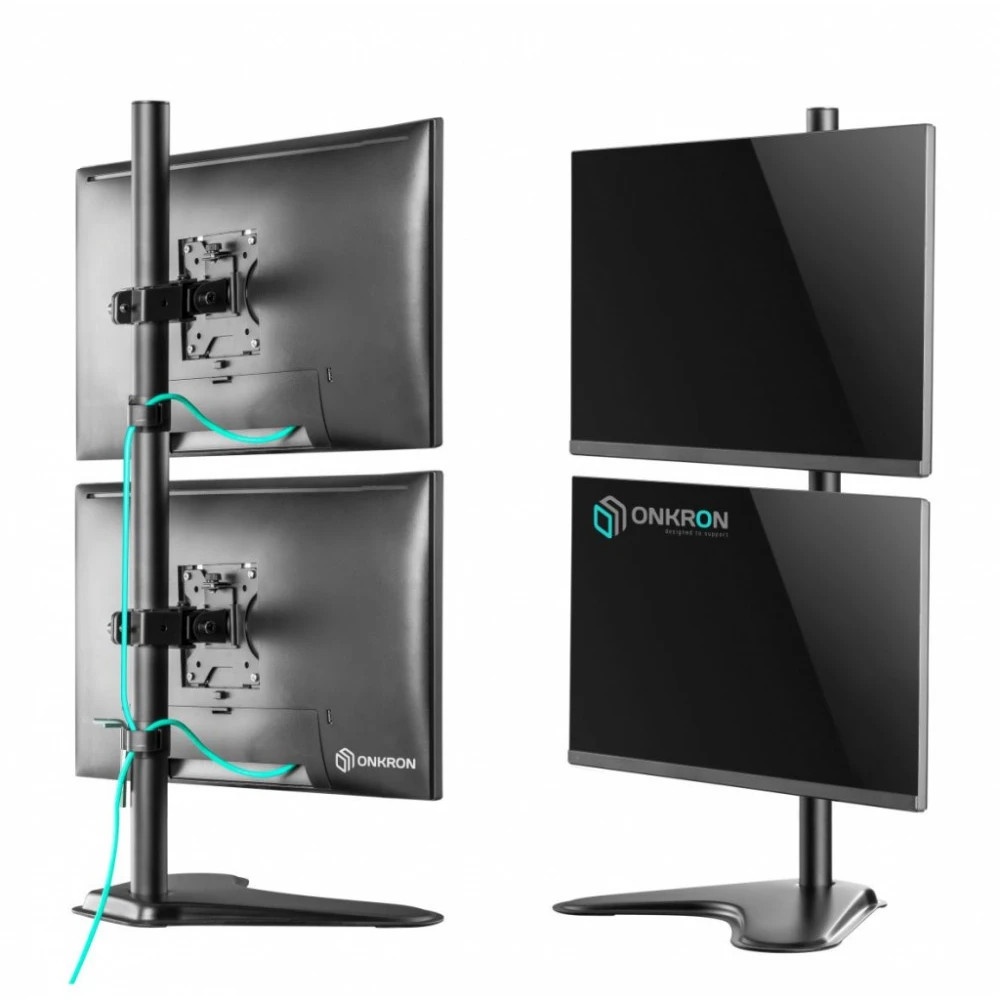 Кронштейн ONKRON D208FS для двух мониторов 13"-32" настольный, чёрный