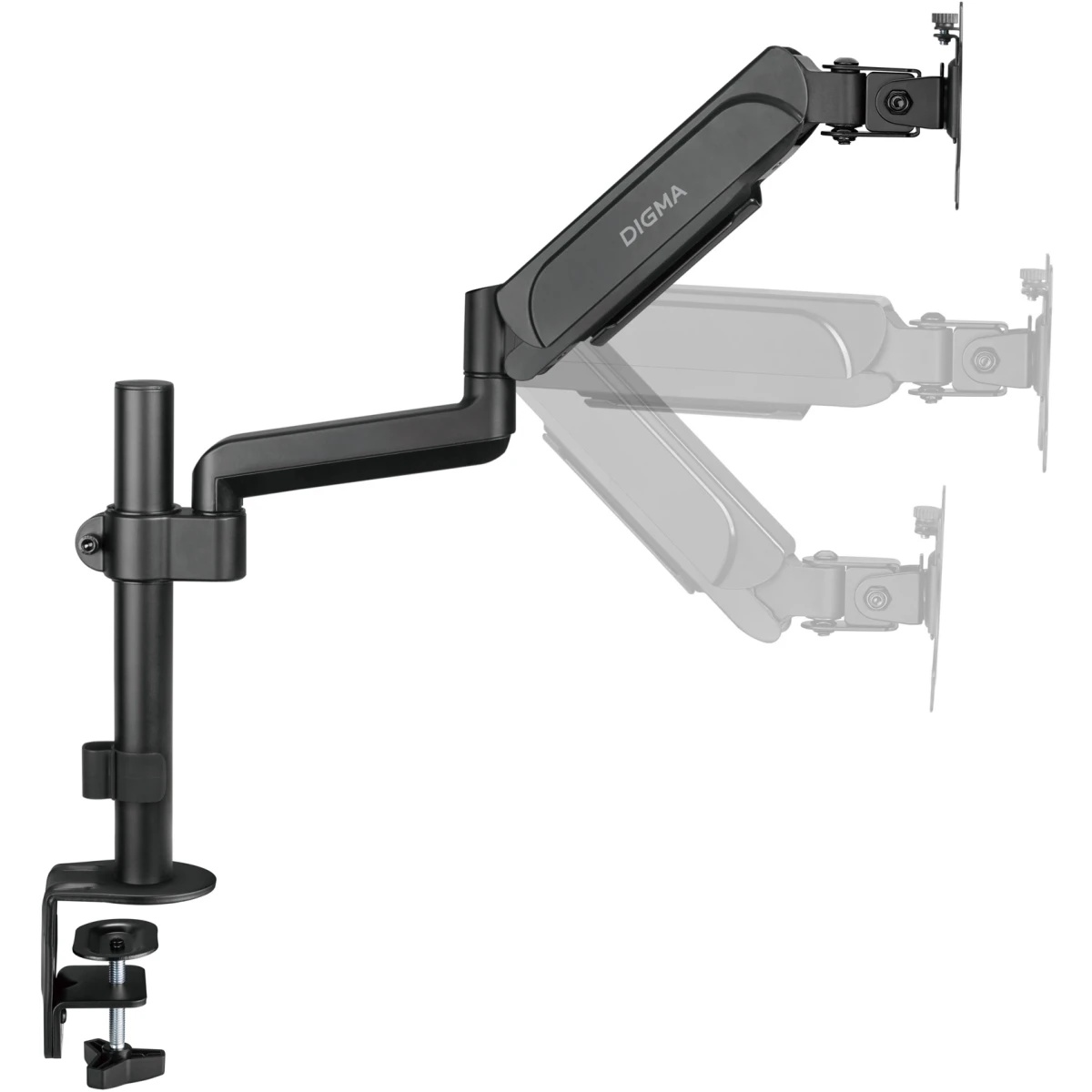 Кронштейн для мониторов ЖК Digma D-MM201 черный 17"-32" макс.9кг крепление к столешнице поворот и на