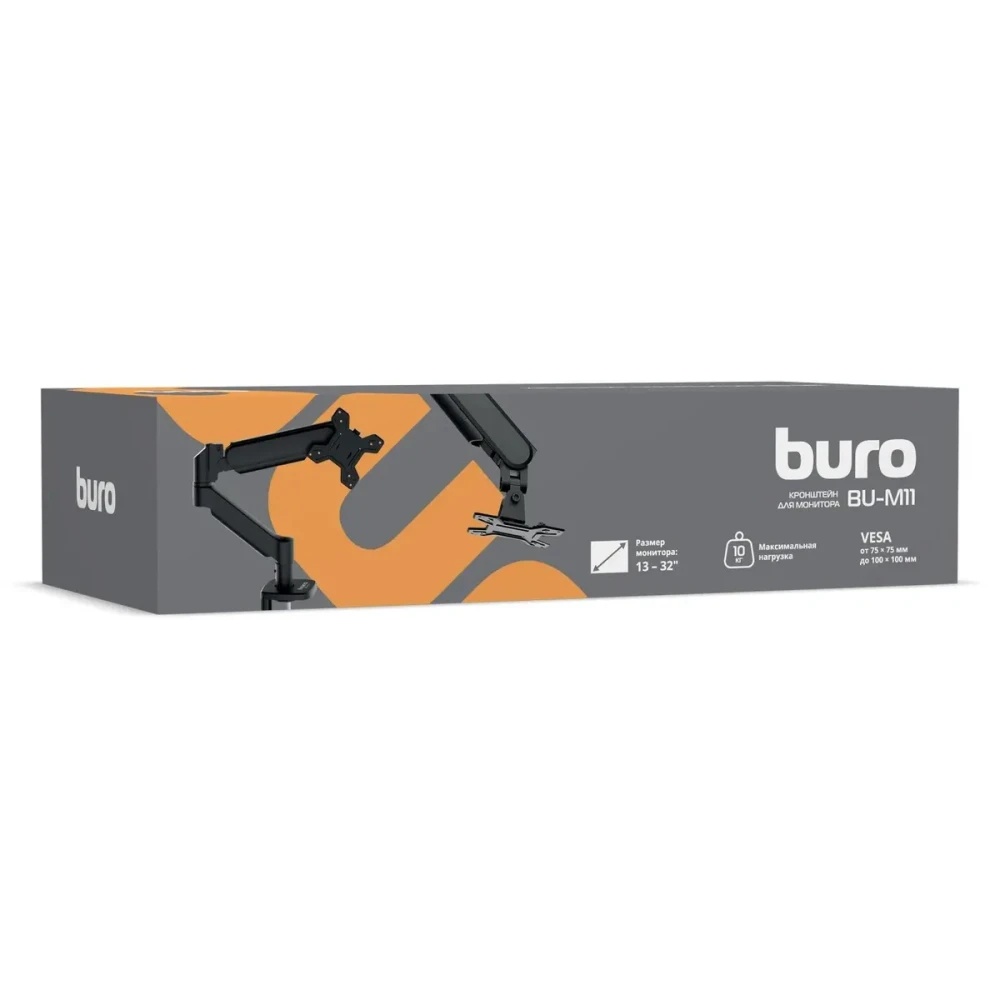 Кронштейн для мониторов ЖК Buro BU-M11 черный 17"-32" макс.10кг крепление к столешнице поворот и нак