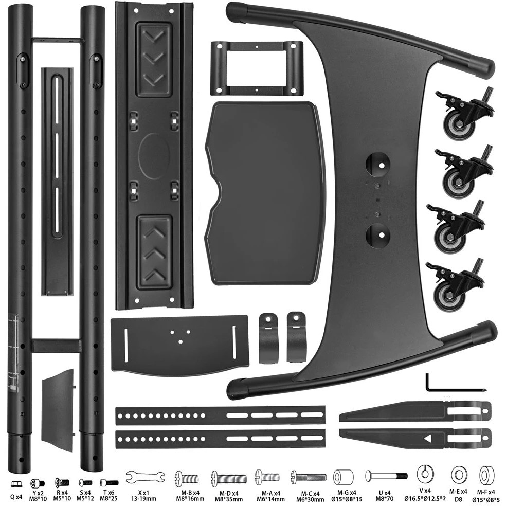 Мобильная стойка напольная Kromax OMEGA-17 black, 1 шт/уп, для TV 32"-80", max вес 50 кг, высота 153