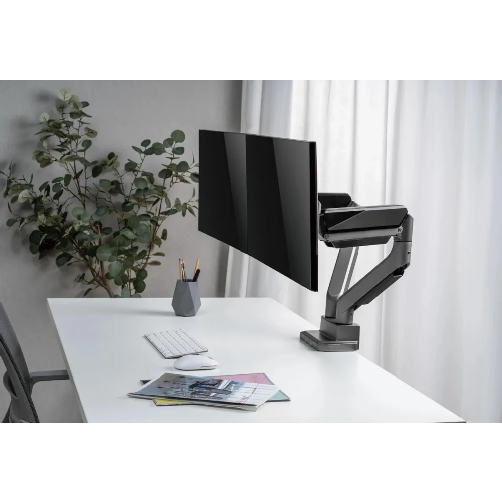 Кронштейн для мониторов Ultramounts UM718 серый 17"-35" макс.15кг крепление к столешнице поворот и н