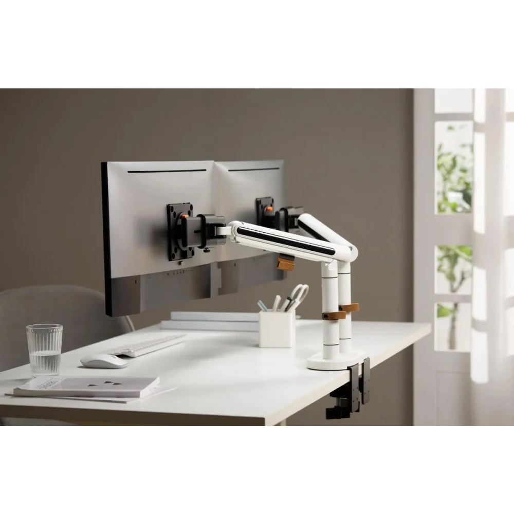 Кронштейн для мониторов Ultramounts UM727W белый 17"-32" макс.9кг крепление к столешнице поворот и н