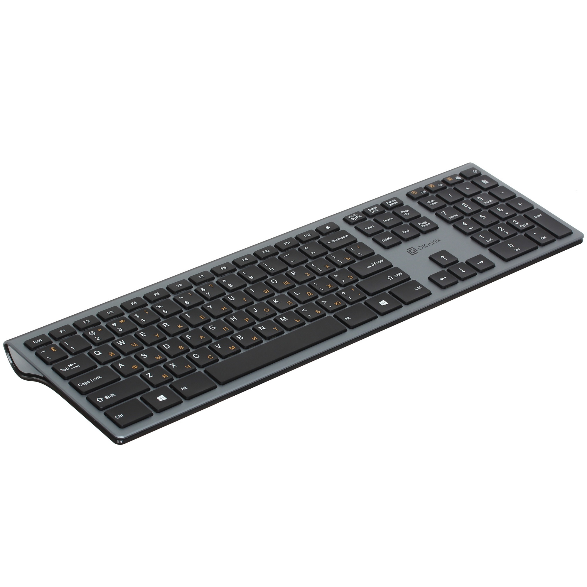 Клавиатура Oklick 890S серый USB беспроводная slim