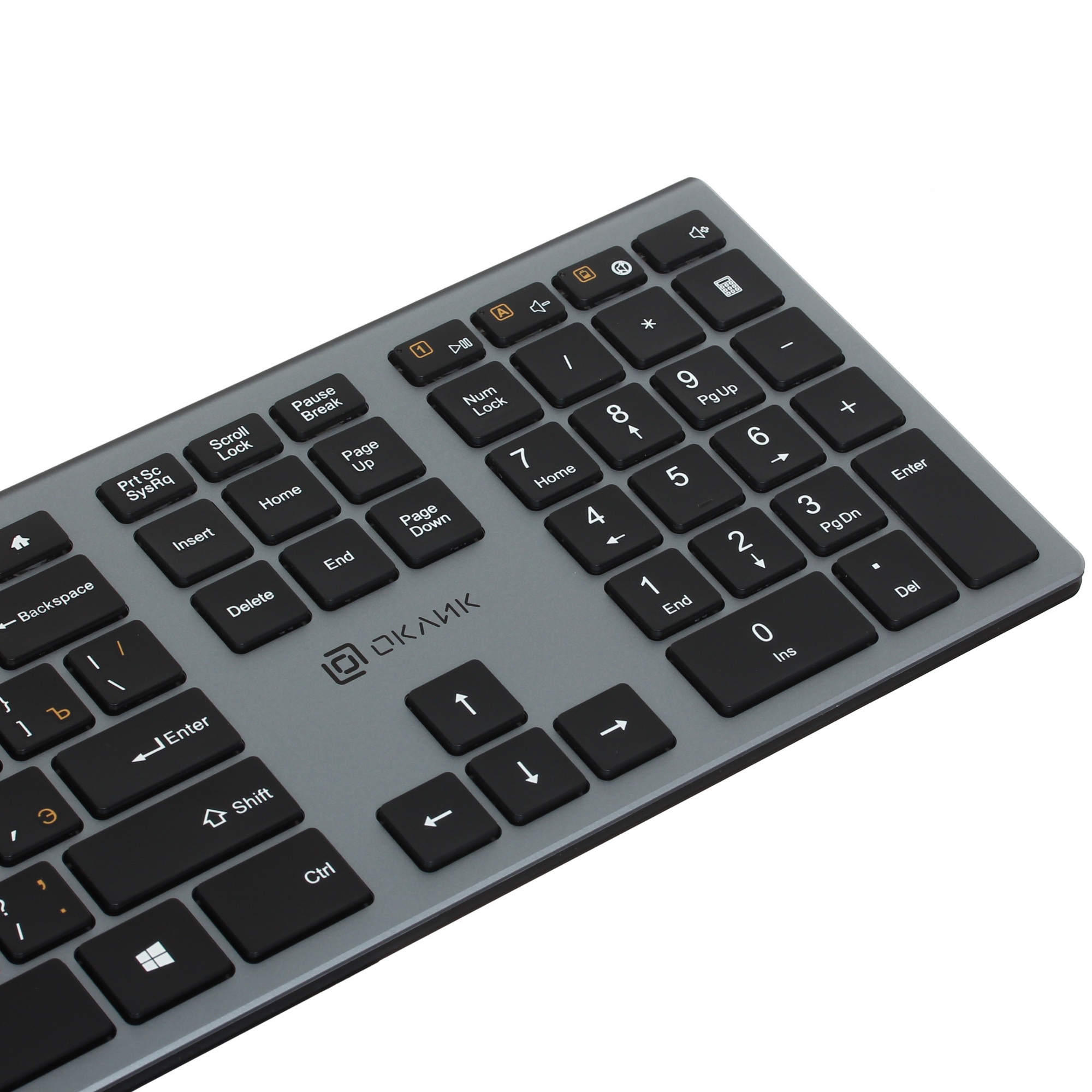 Клавиатура Oklick 890S серый USB беспроводная slim