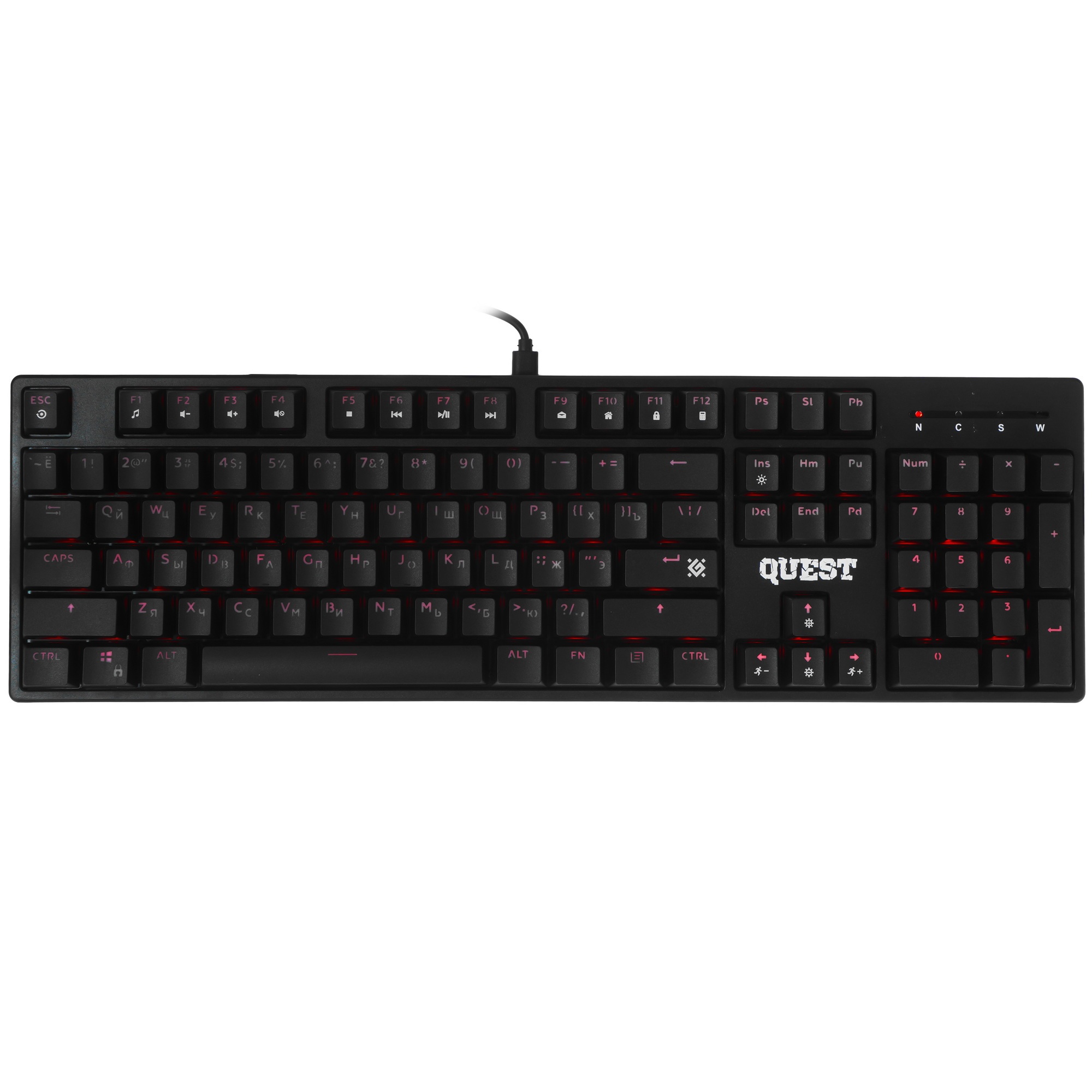 Клавиатура Defender Quest GK-596 RU (45596) проводная, USB, черный
