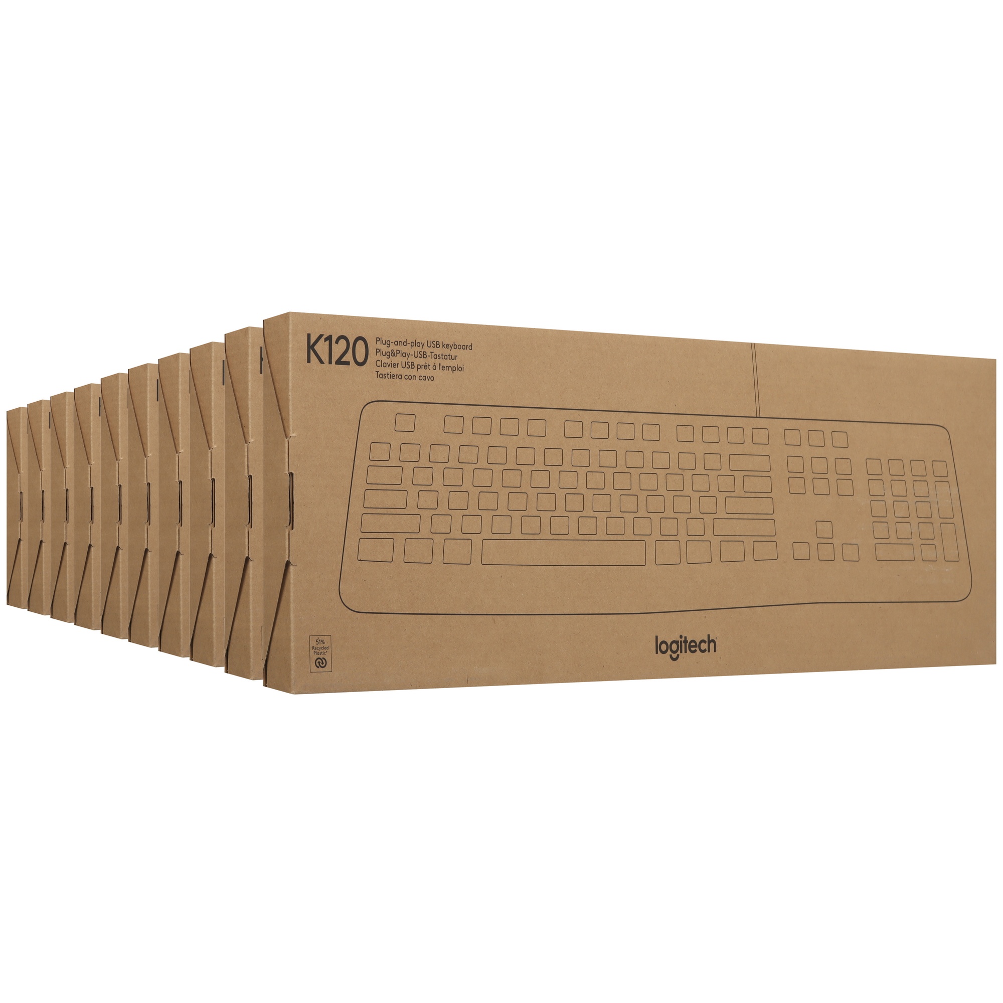 Клавиатура проводная Logitech K120 for business, USB Черный