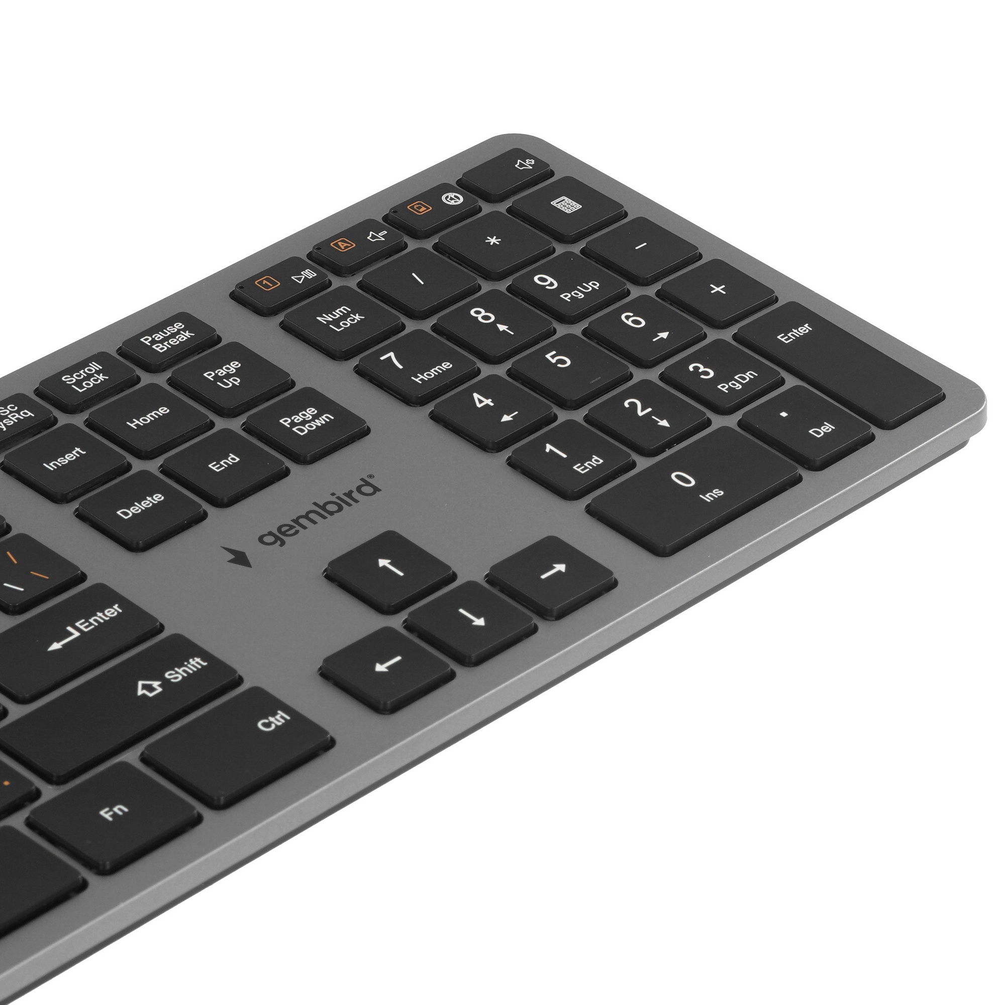 Клавиатура Gembird KBW-3 беспроводная, USB, серебристый/чёрный