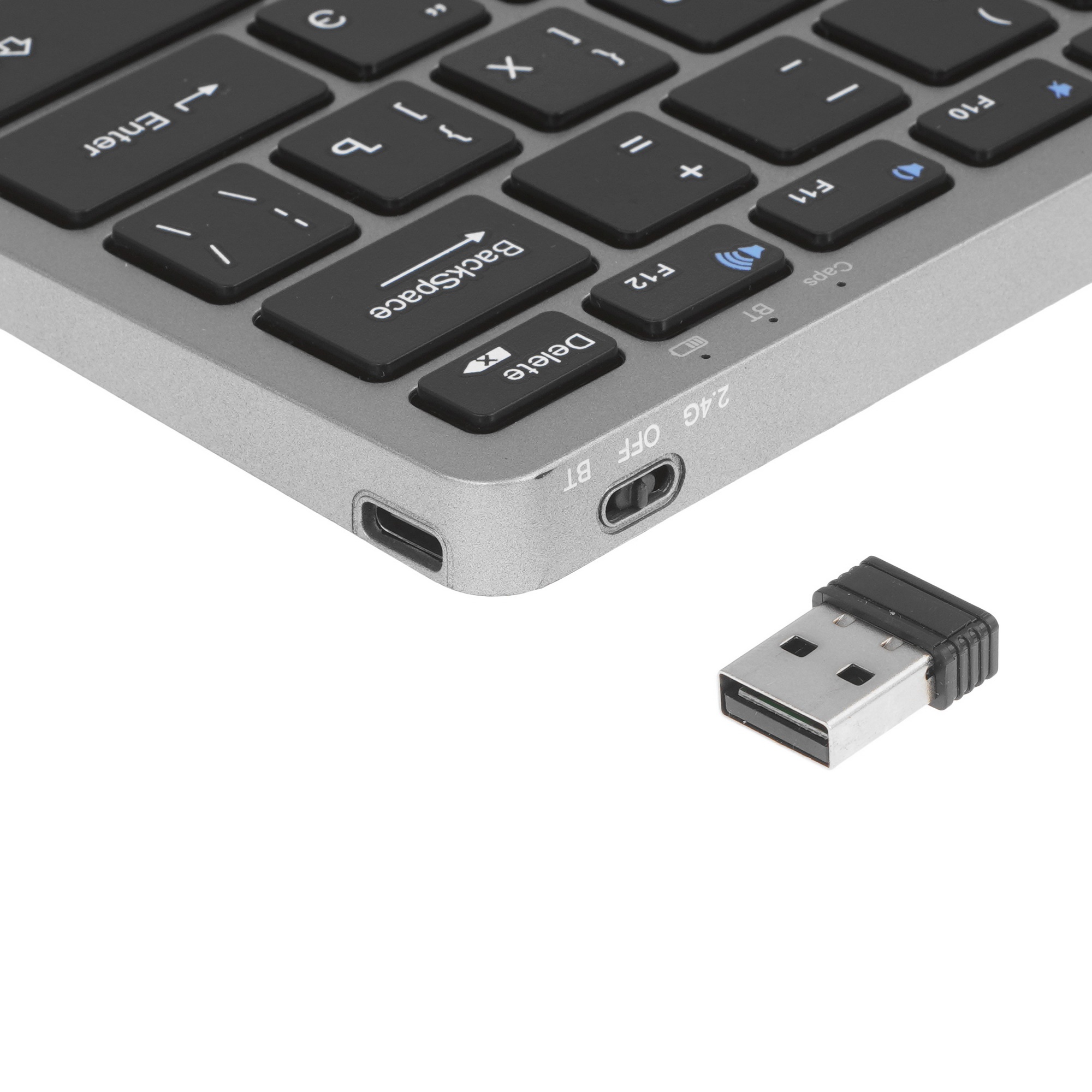 Клавиатура Оклик 835S черный/серый USB беспроводная BT/Radio slim Multimedia (1696467)