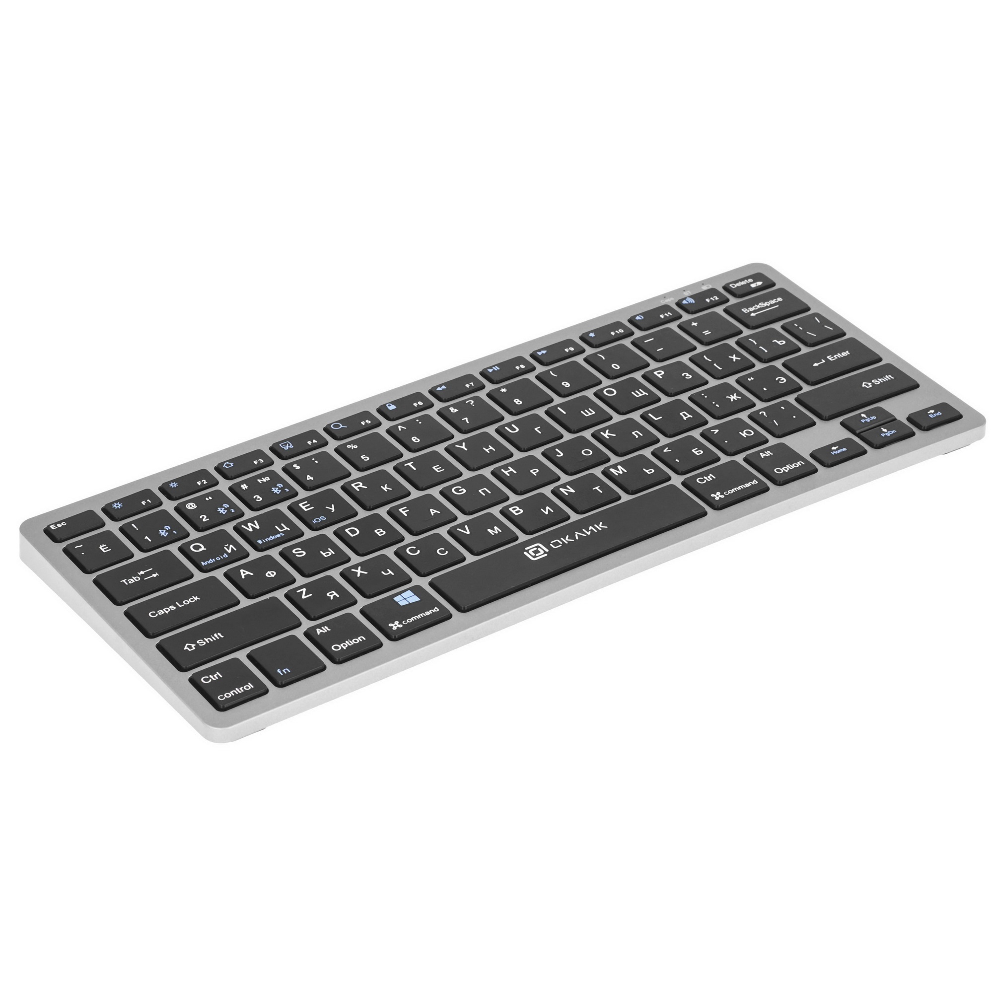 Клавиатура Оклик 835S черный/серый USB беспроводная BT/Radio slim Multimedia (1696467)