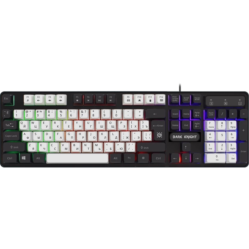 Клавиатура Defender Dark Knight R GK-077  проводная, USB, чёрный/белый