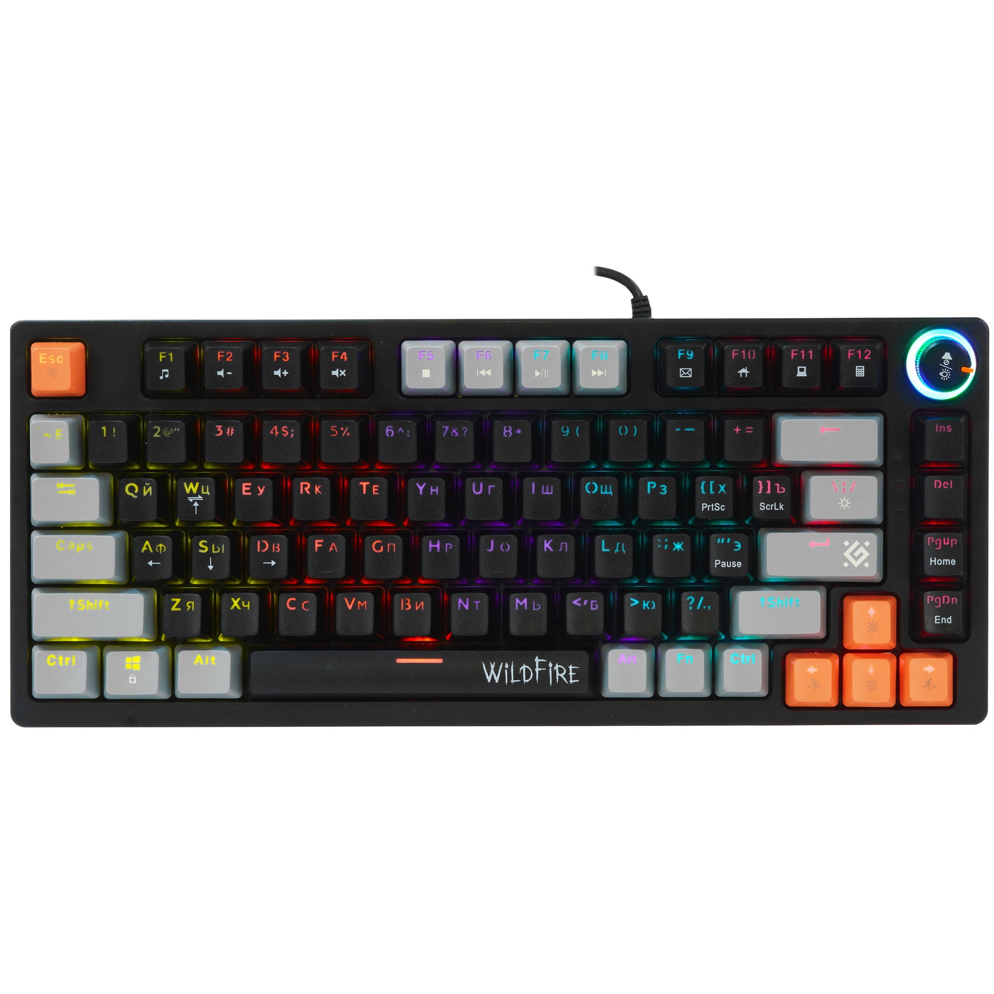Механическая клавиатура Defender Wildfire GK-213 RU,чер/сер,82кн,TNT розов,1.5м_1