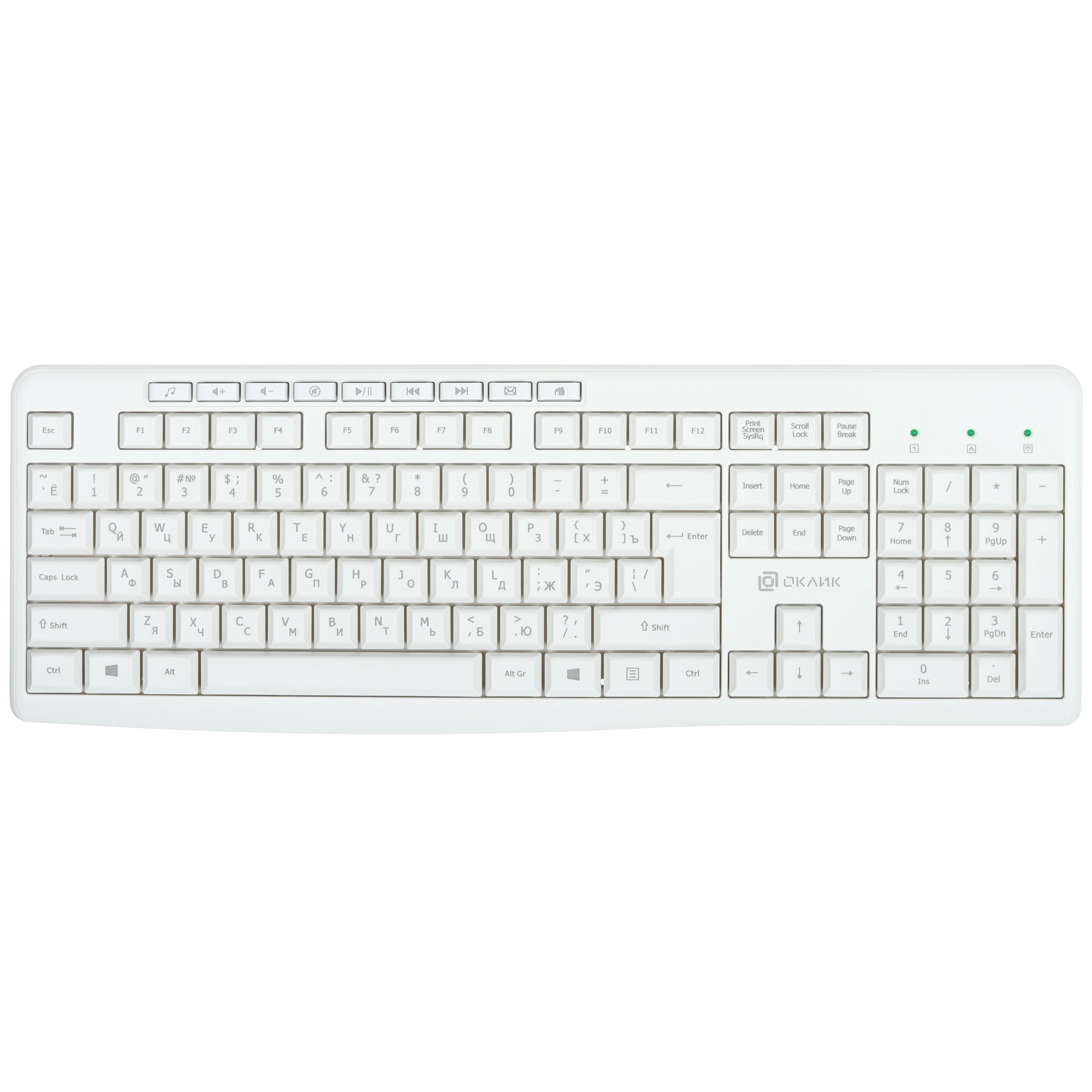 Клавиатура Oklick K225W (1875235) беспроводная, USB, Радиоканал, белый