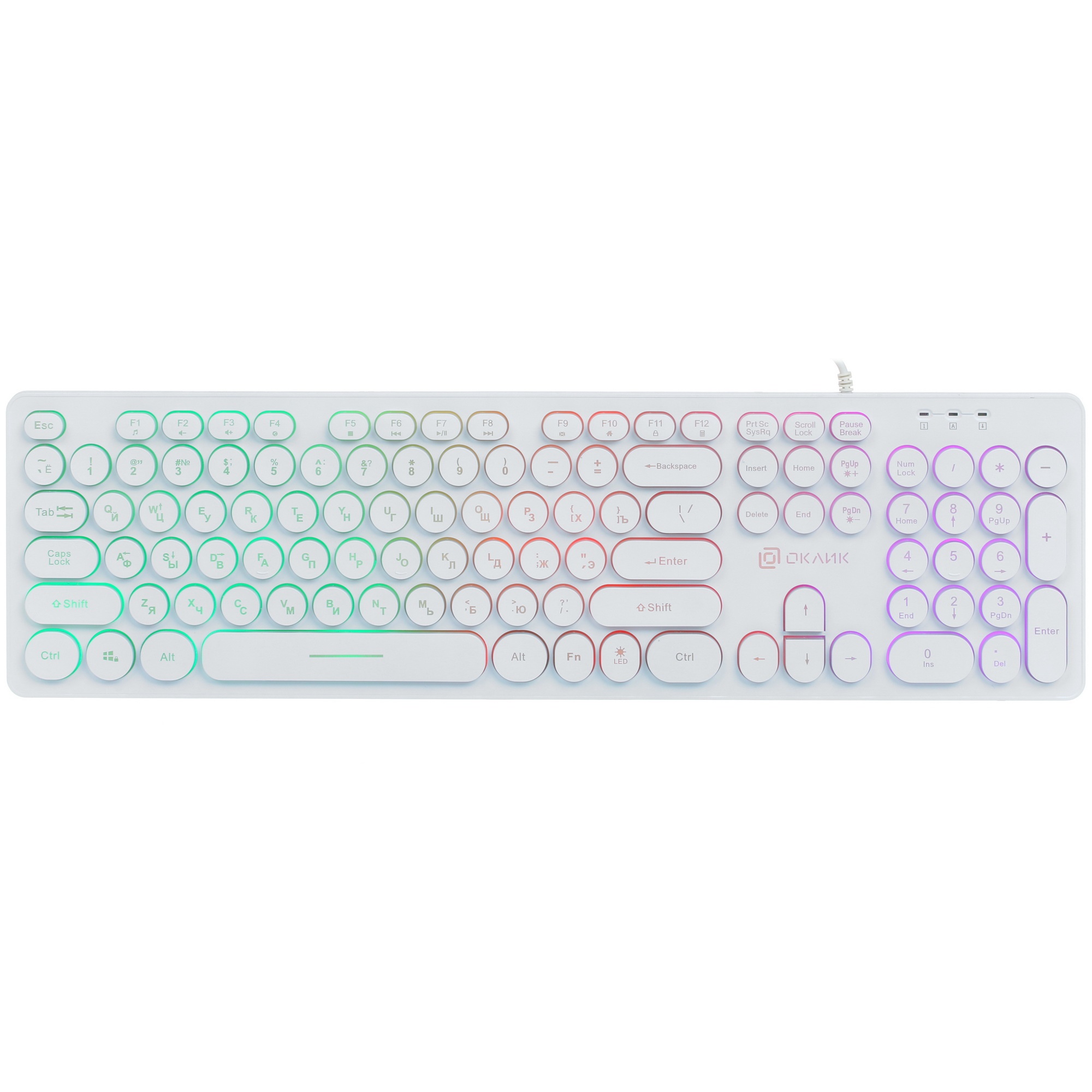 Клавиатура Oklick 420MRL [1091227] проводная, USB, белый