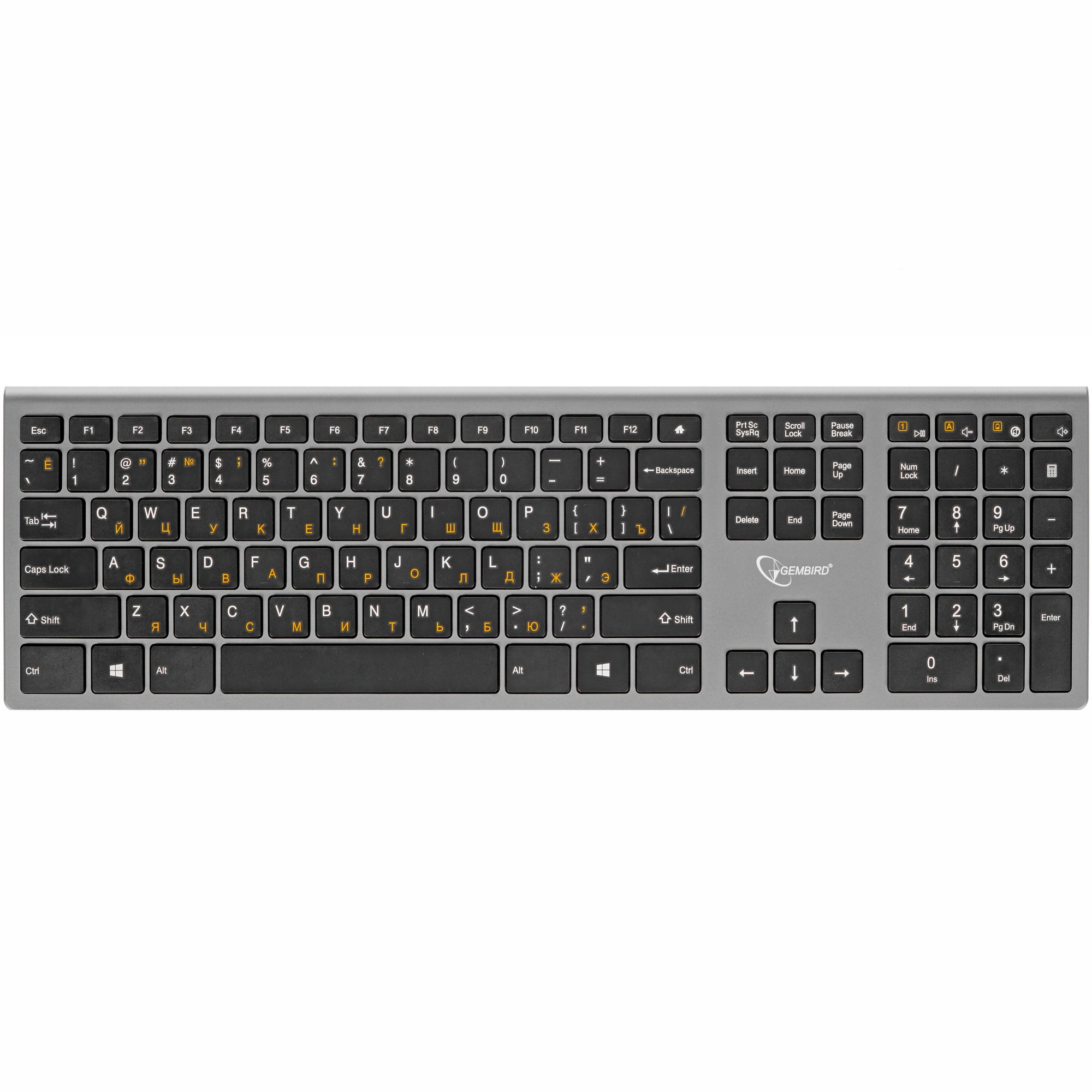 Клавиатура Gembird KBW-1 беспроводная, USB, серебристый