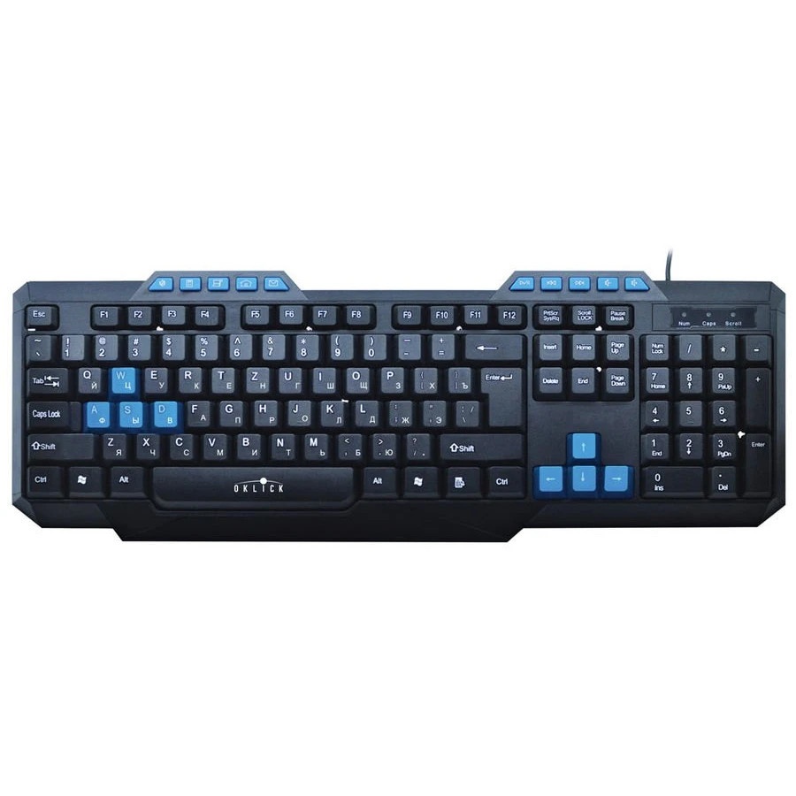 Клавиатура Oklick 750G FROST WAR проводная, USB, черный/синий