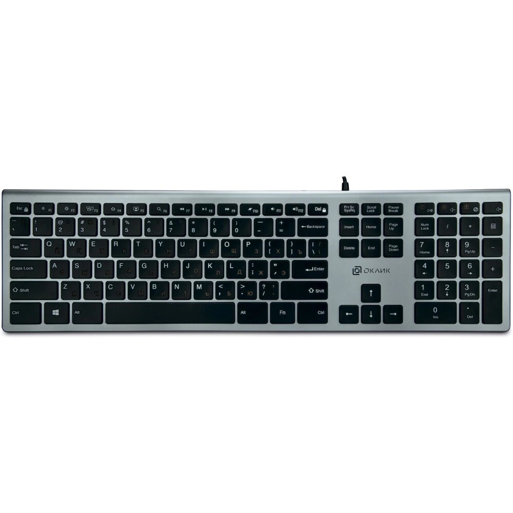 Клавиатура Oklick 890S проводная, USB, серый/черный