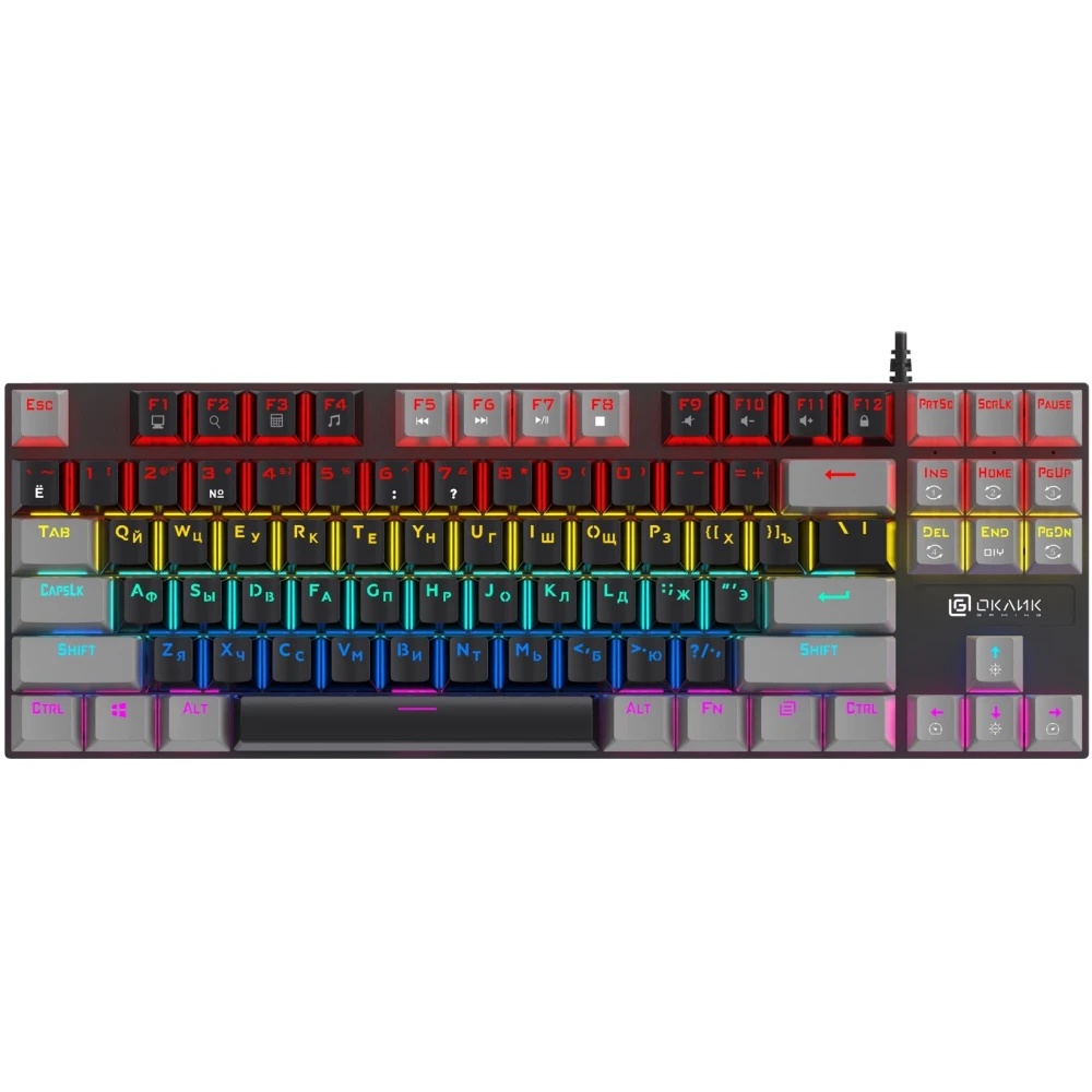 Клавиатура Оклик K600X механическая черный/серый USB Multimedia for gamer LED