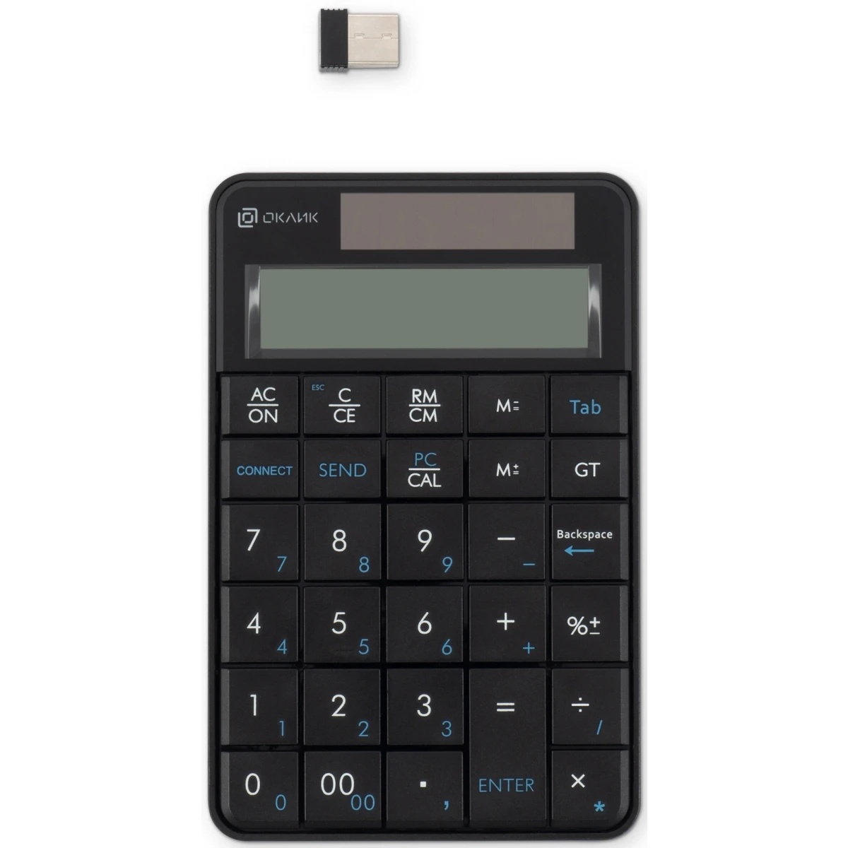 Числовой блок Оклик K604W черный USB беспроводная slim для ноутбука (1979325)