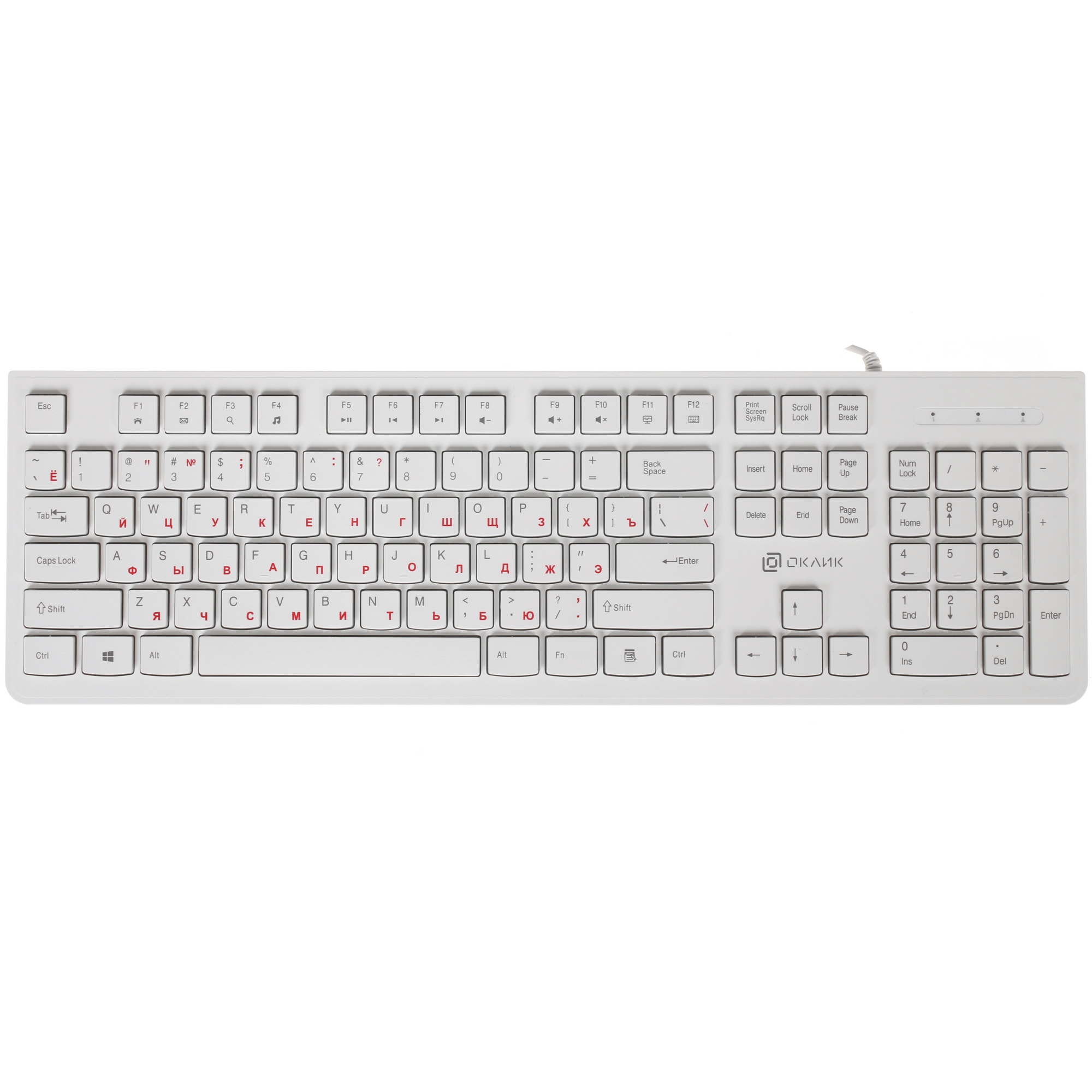 Клавиатура Oklick 505M белый USB slim