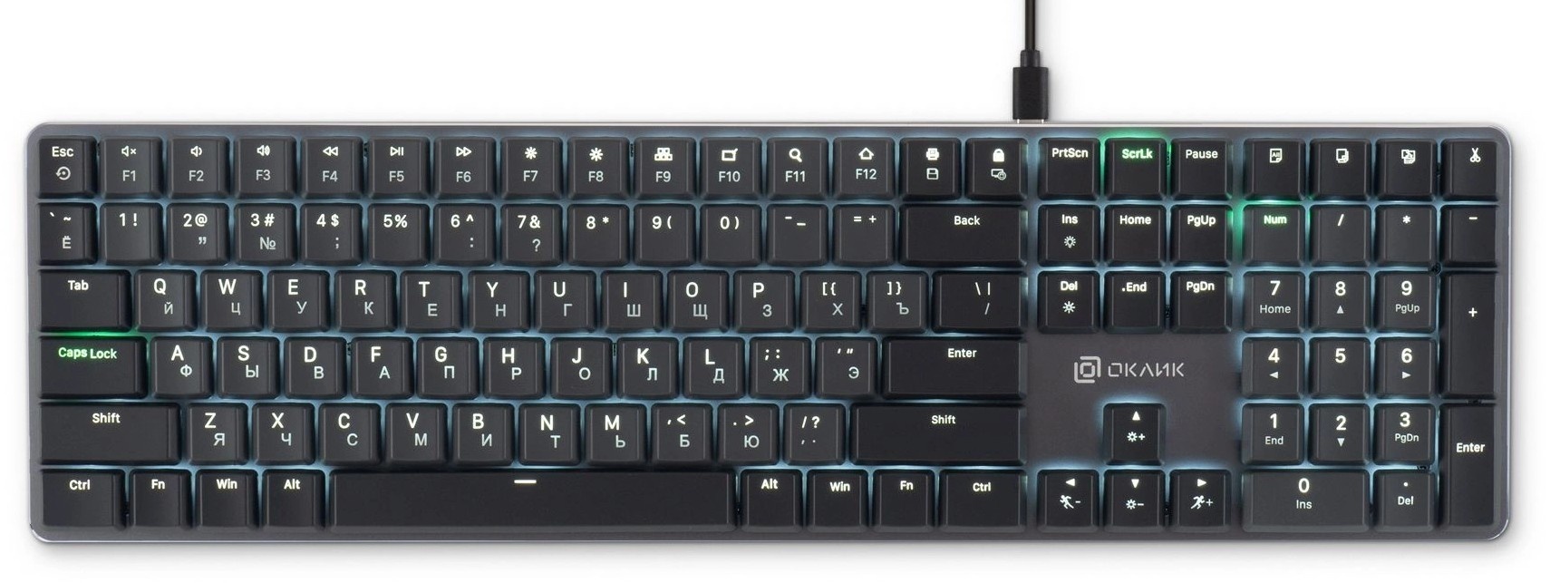 Клавиатура Oklick K953X (1901086) проводная, USB, черный/серый