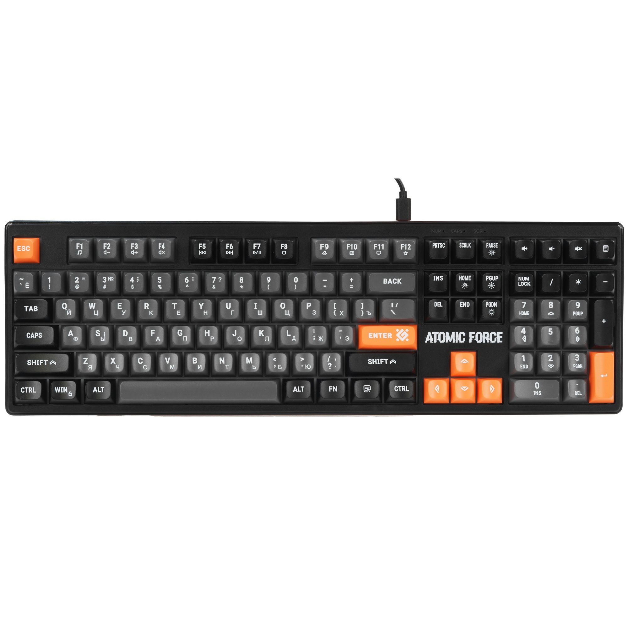 Игровая клавиатура проводная Defender Atomic Force GK-005 RU,чер/сер,108кн+FN,радуж,1.5м