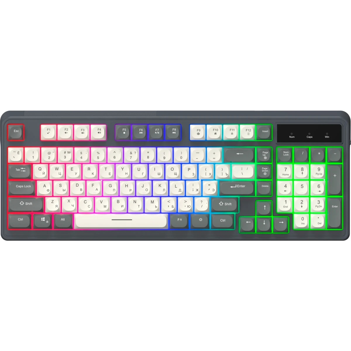 Клавиатура Оклик 731G серый/белый USB for gamer LED