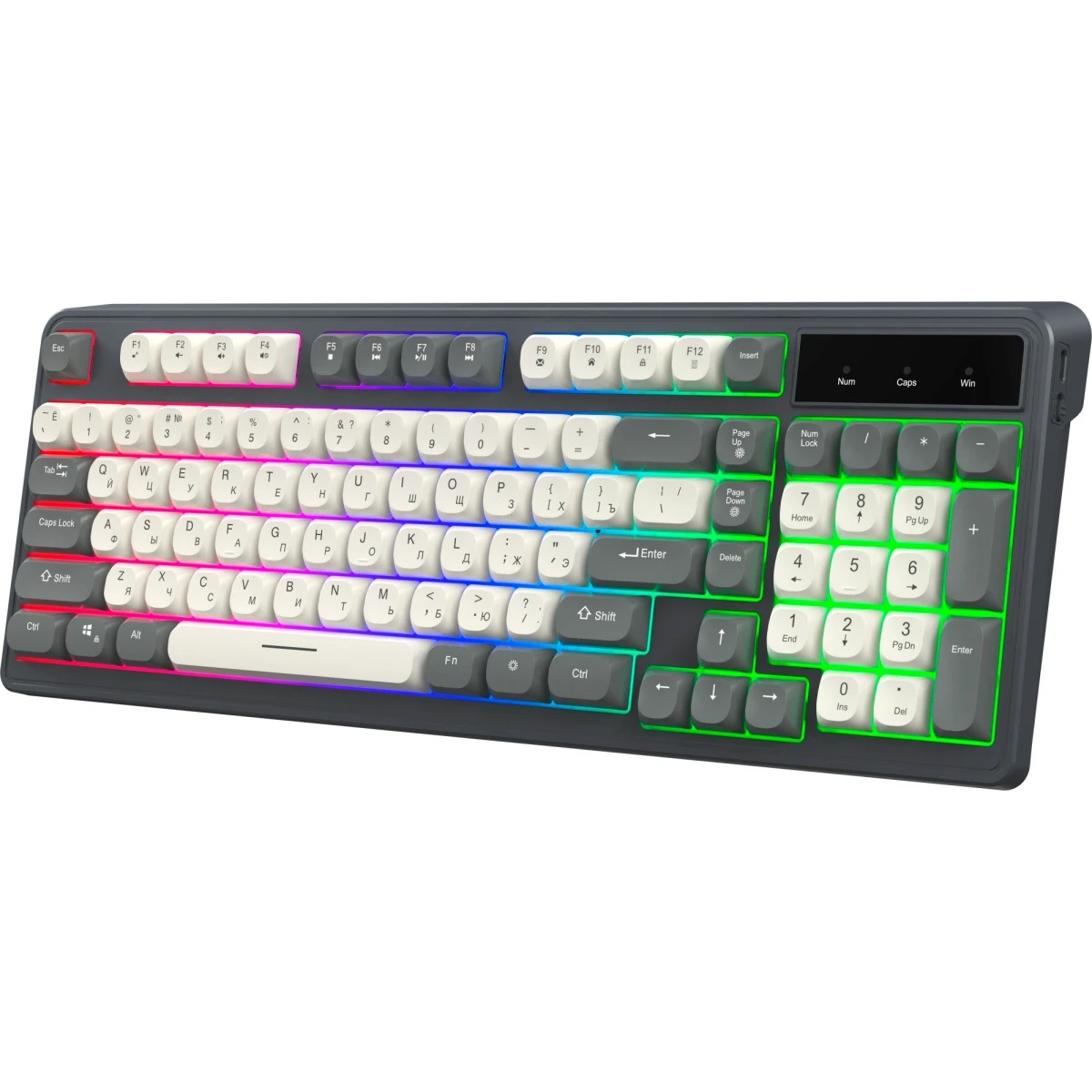 Клавиатура Оклик 731G серый/белый USB for gamer LED