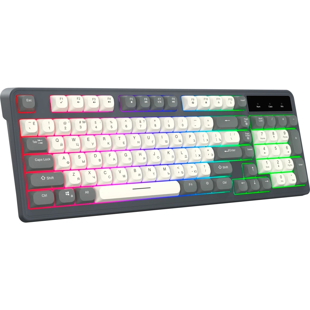 Клавиатура Оклик 731G серый/белый USB for gamer LED