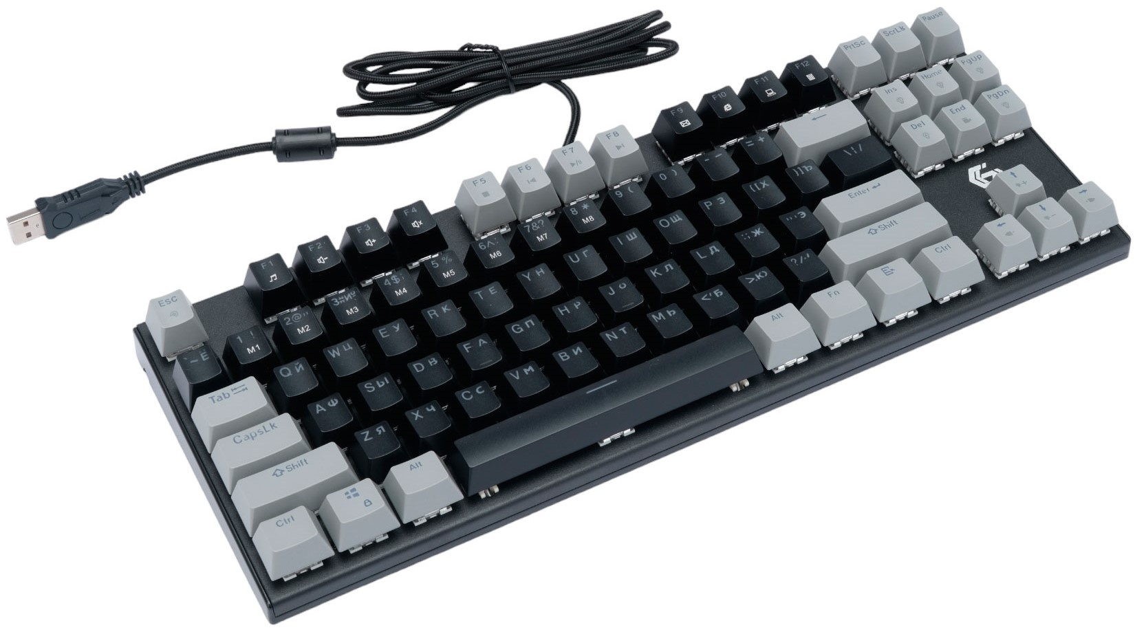 Проводная механическая клавиатура Gembird KB-G600-1, 87кл, Rainbow, коричн.свитчи, 1.8м, черная