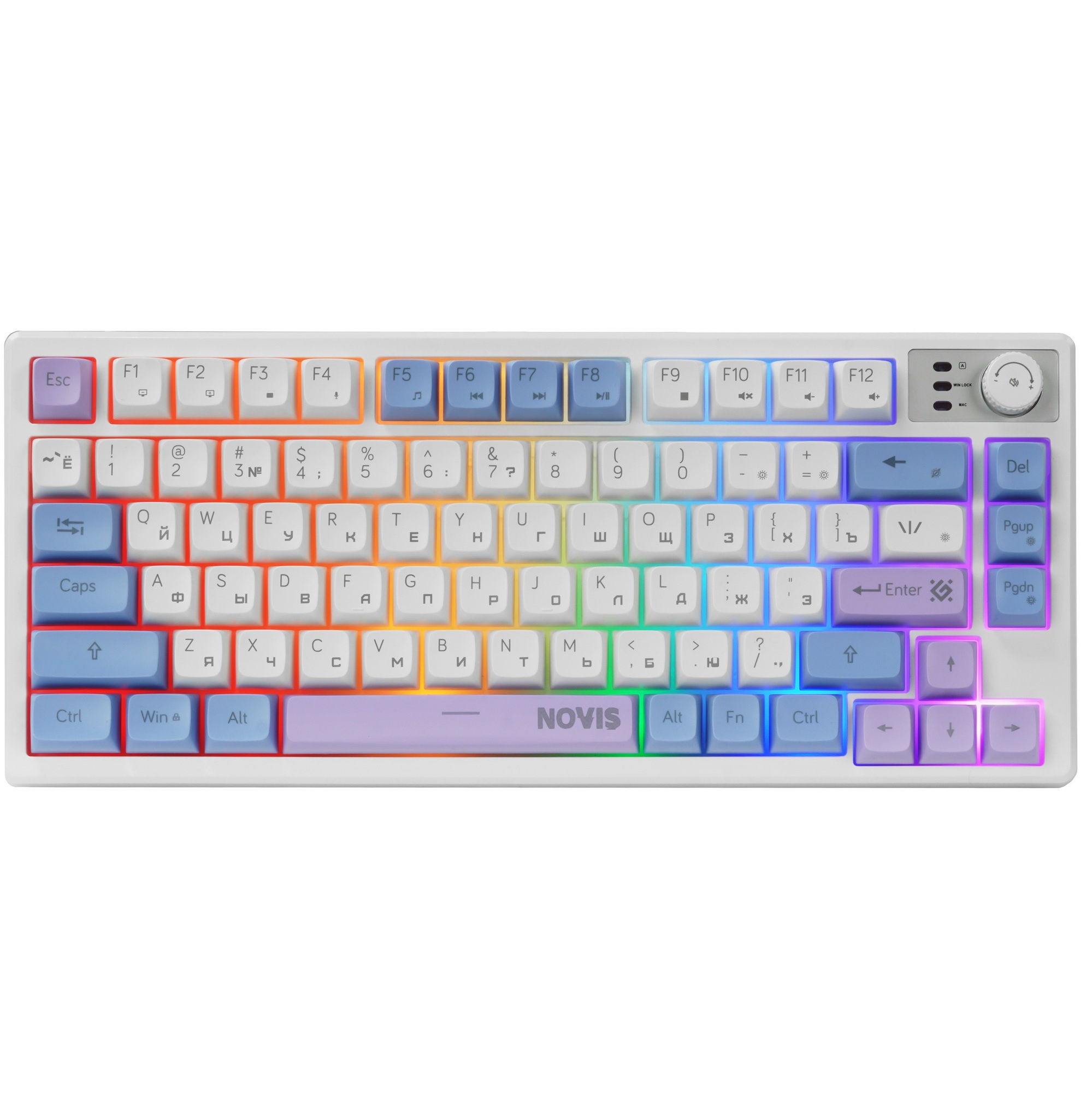 Игровая клавиатура проводная Defender Novis GK-318 RU,бел/гол,80кн+FN,радуж,1.5м