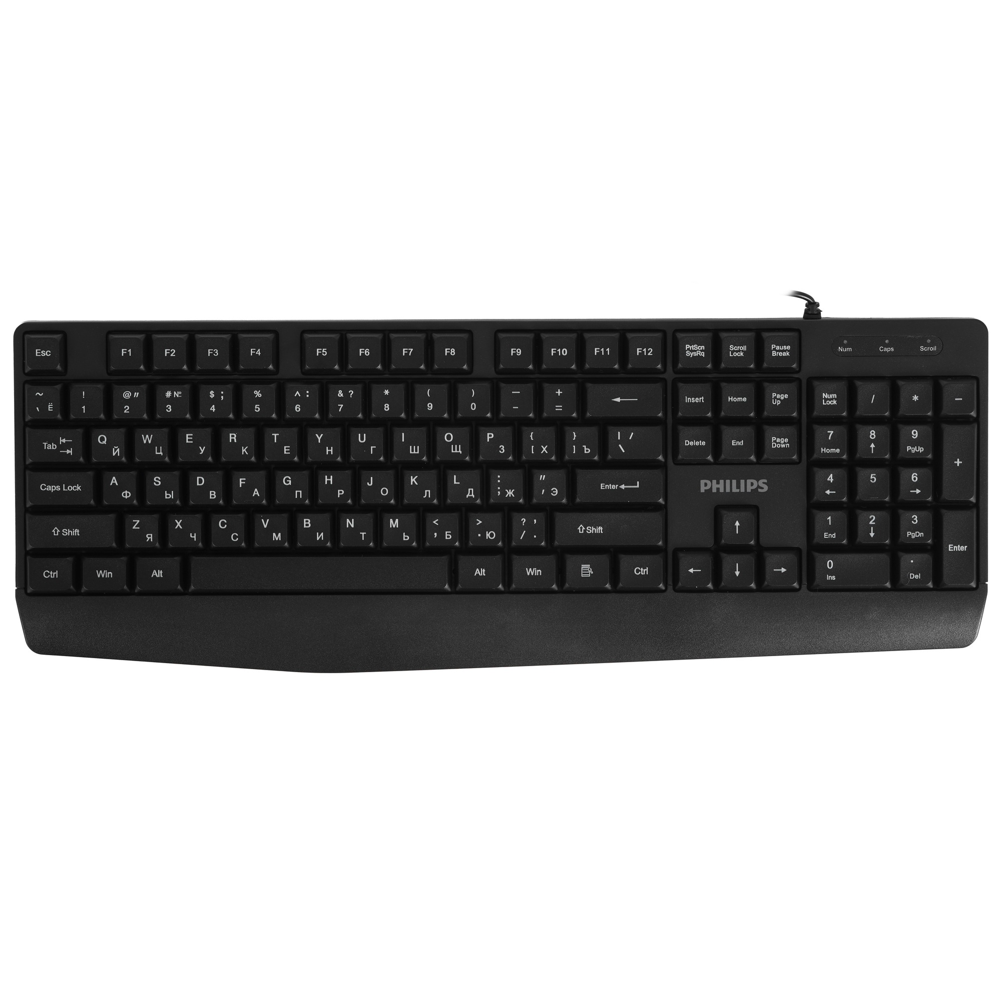 Проводная Клавиатура Philips SPK6237, USB 2.0 104 клав, высокие кн., русская заводская раскладка, чё
