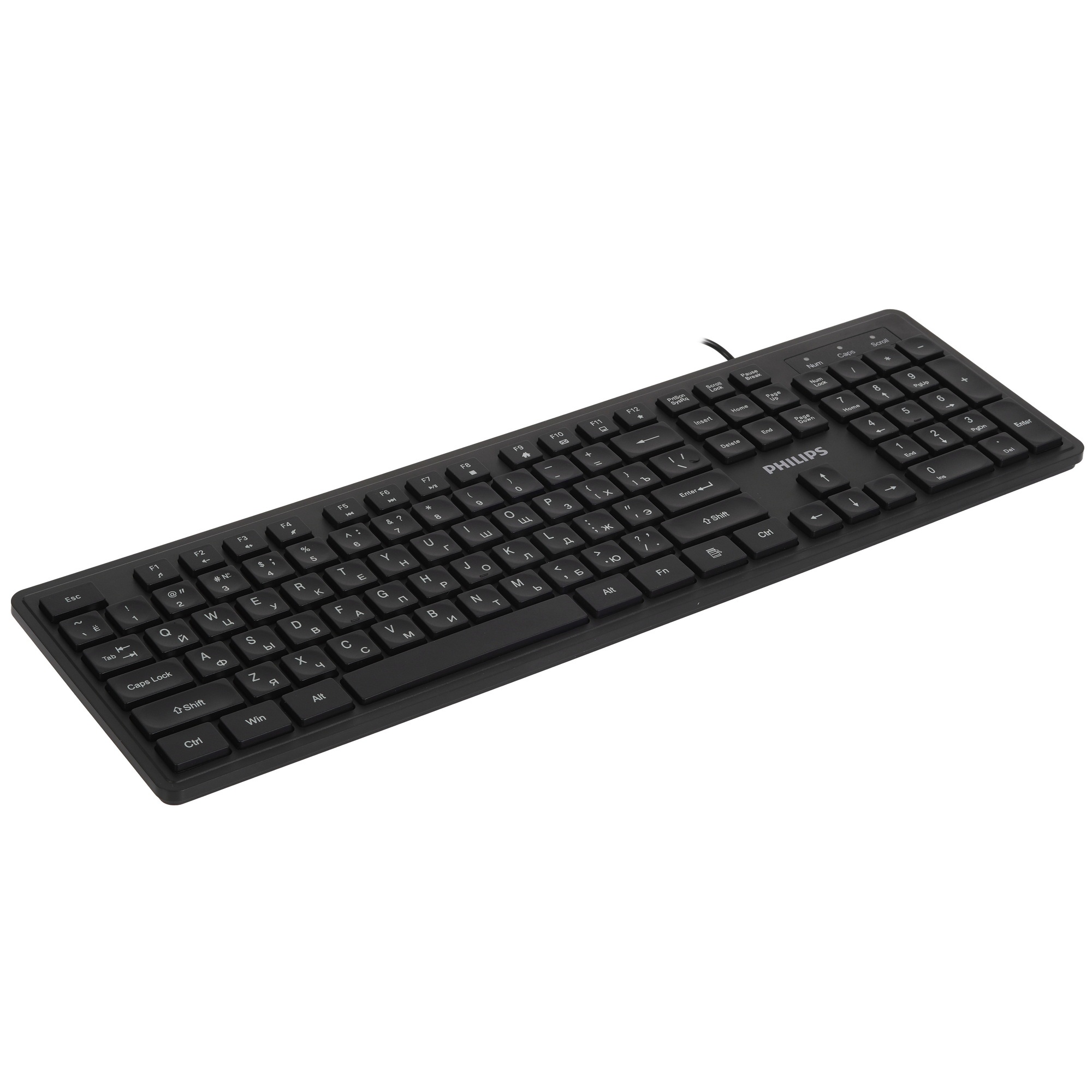 Проводная клавиатура Philips SPK6264, USB 2.0 104 клав, русская заводская раскладка, чёрный