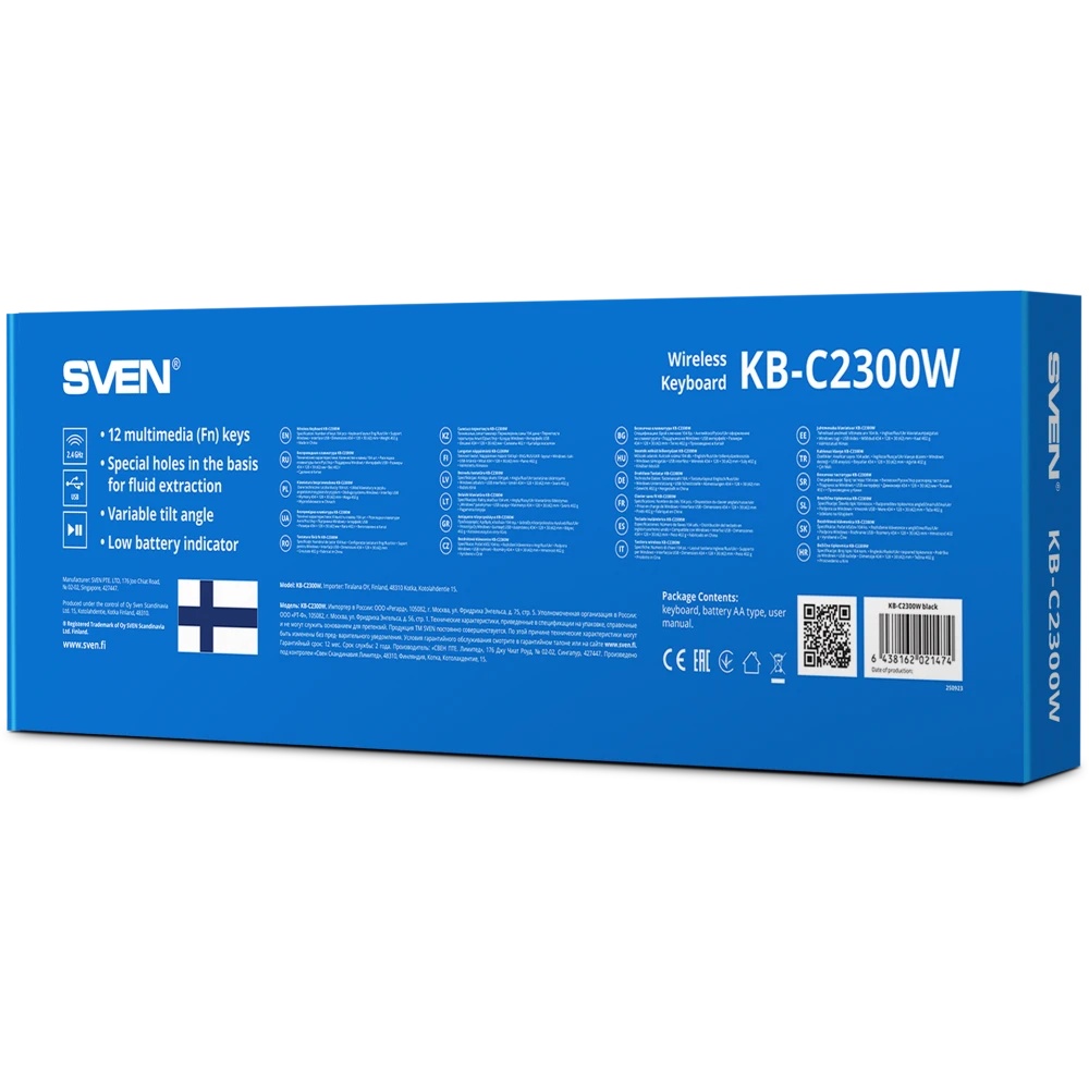 Клавиатура Sven KB-C2300W беспроводная USB чёрная
