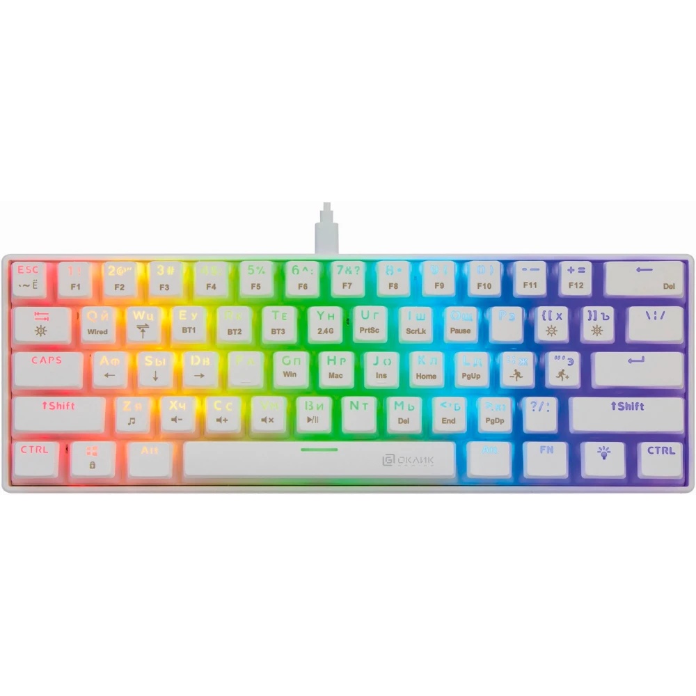 Клавиатура Oklick K763W (1920562) беспроводная, USB, Bluetooth/Радиоканал, белый