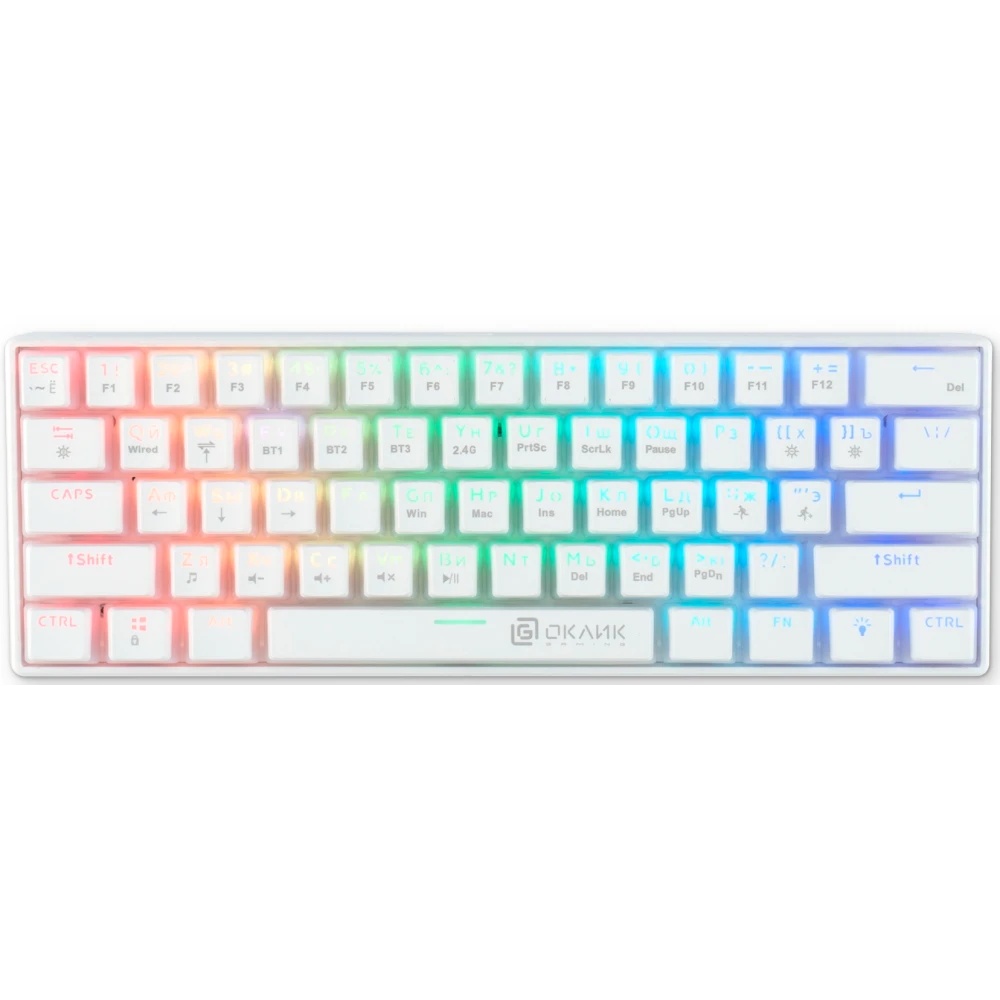Клавиатура Oklick K763W (1920562) беспроводная, USB, Bluetooth/Радиоканал, белый