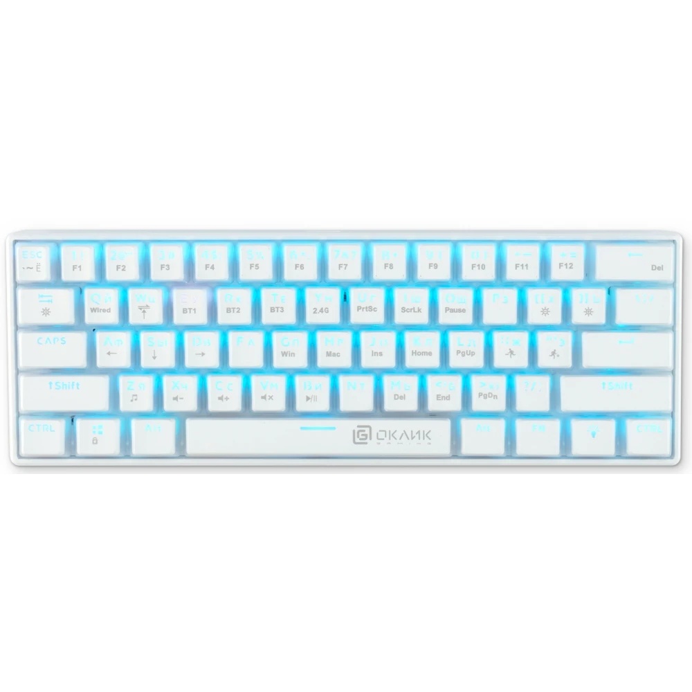 Клавиатура Oklick K763W (1920562) беспроводная, USB, Bluetooth/Радиоканал, белый