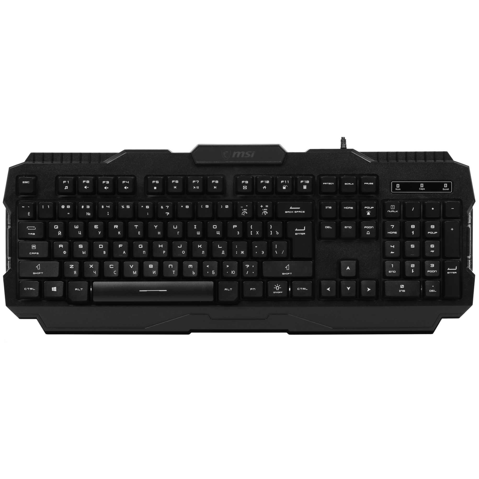 Клавиатура MSI FORGE GK100, Wired, RGB lighting, Anti-ghosting Capability, Black