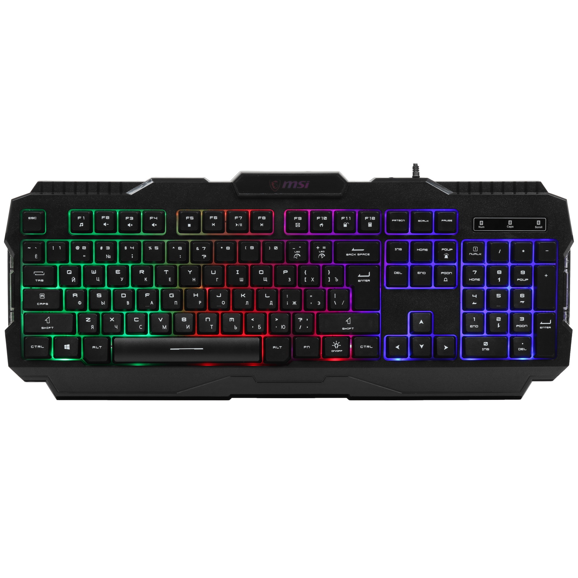 Клавиатура MSI FORGE GK100, Wired, RGB lighting, Anti-ghosting Capability, Black