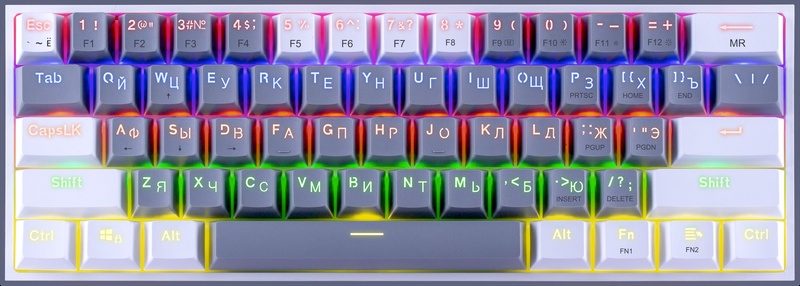 Игровая клавиатура Redragon Fizz прозрачно-белая 71736 (USB,+ICE, 61 кл., RGB подсветка)