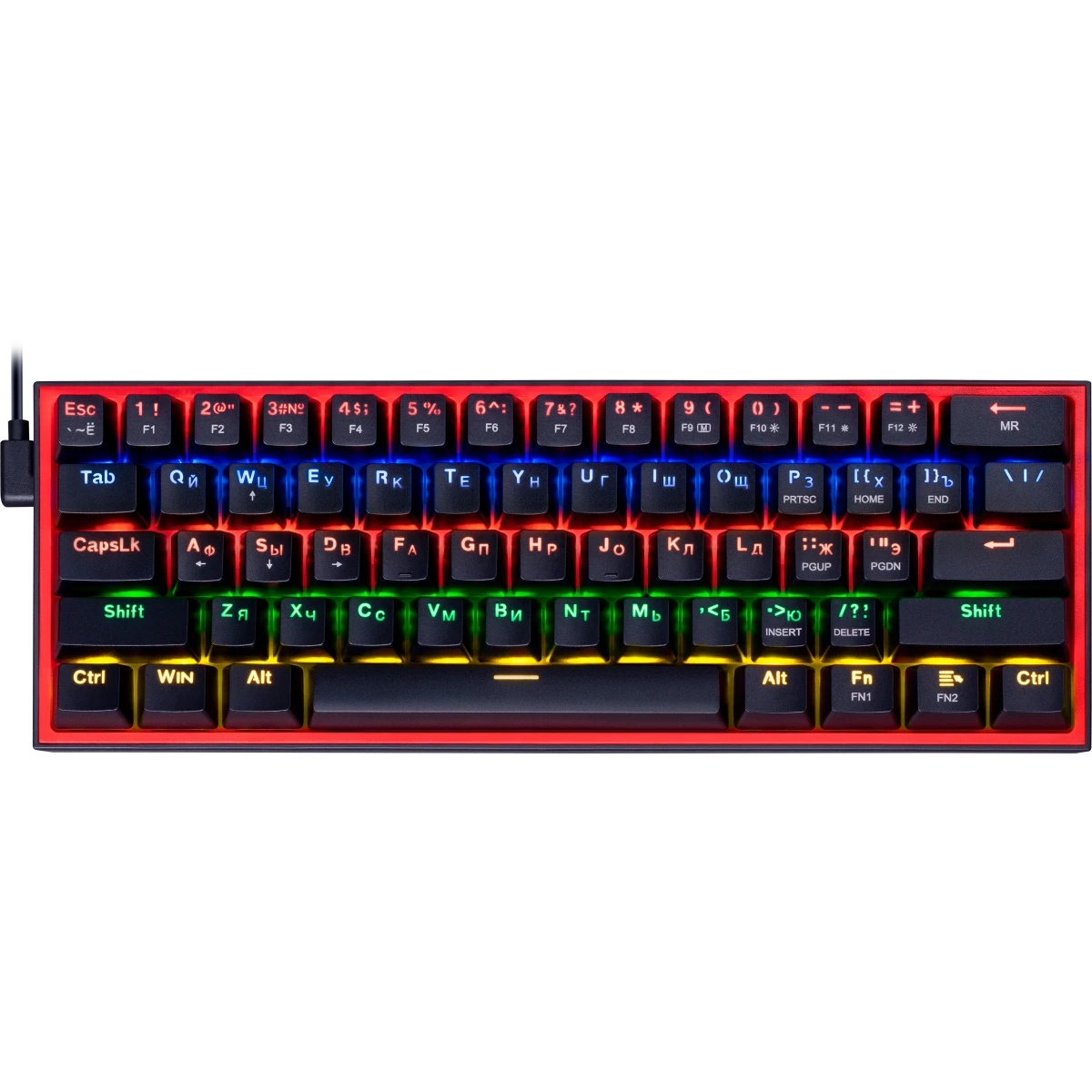 Клавиатура REDRAGON (72594) Fizz RU,Rainbow,красные свитчи