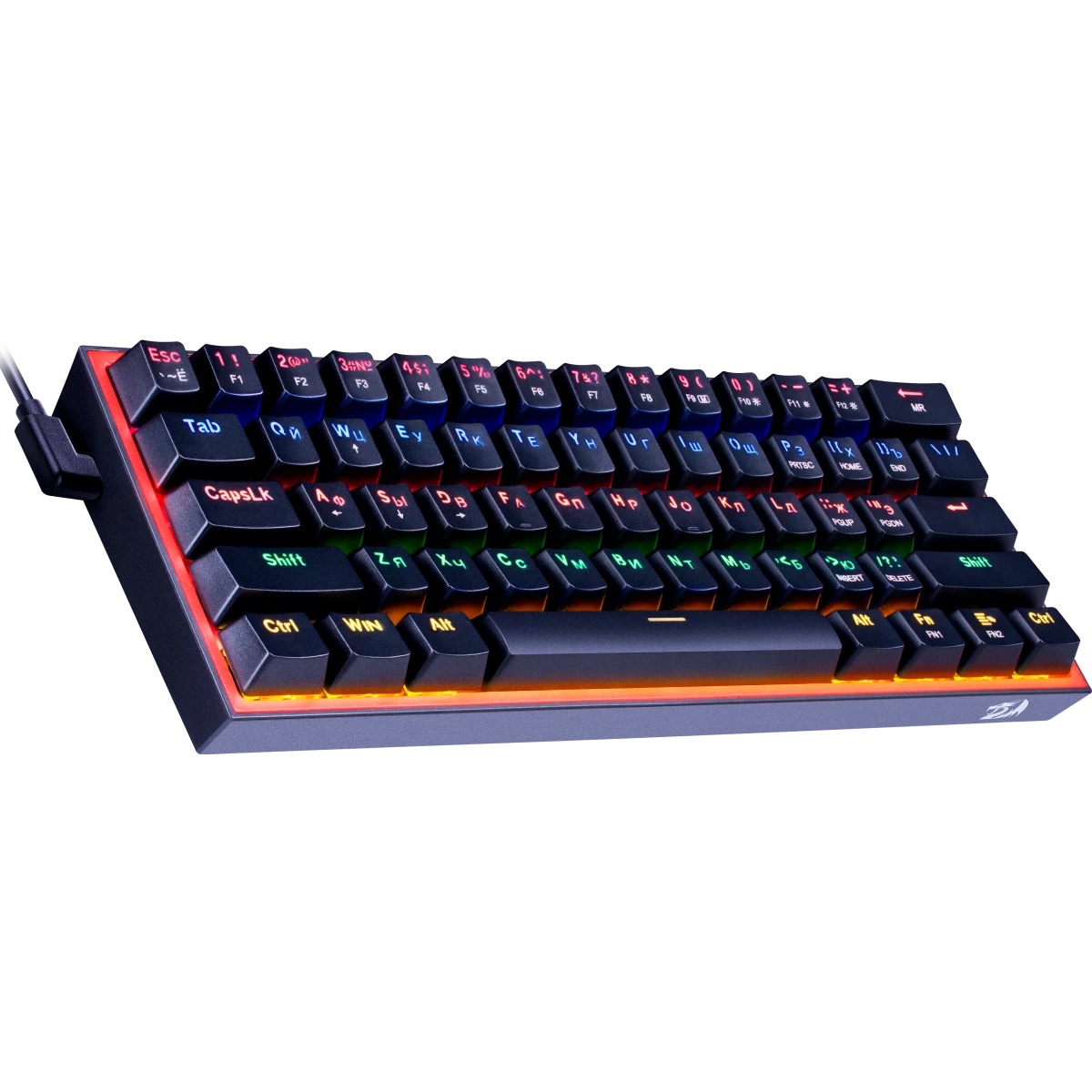 Клавиатура REDRAGON (72594) Fizz RU,Rainbow,красные свитчи