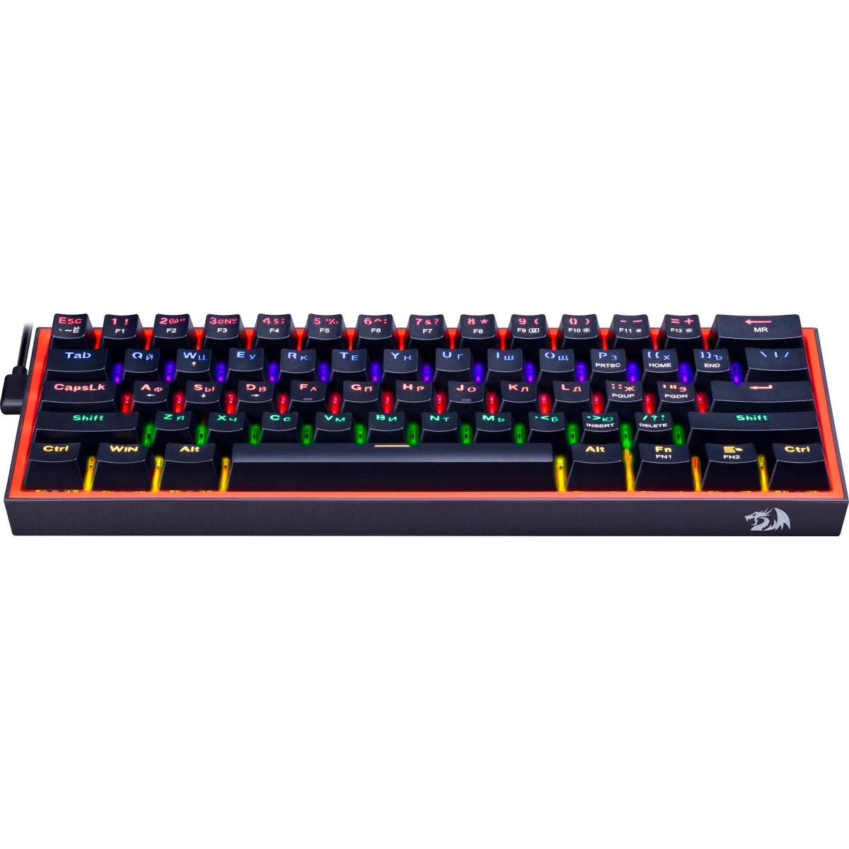Клавиатура REDRAGON (72594) Fizz RU,Rainbow,красные свитчи