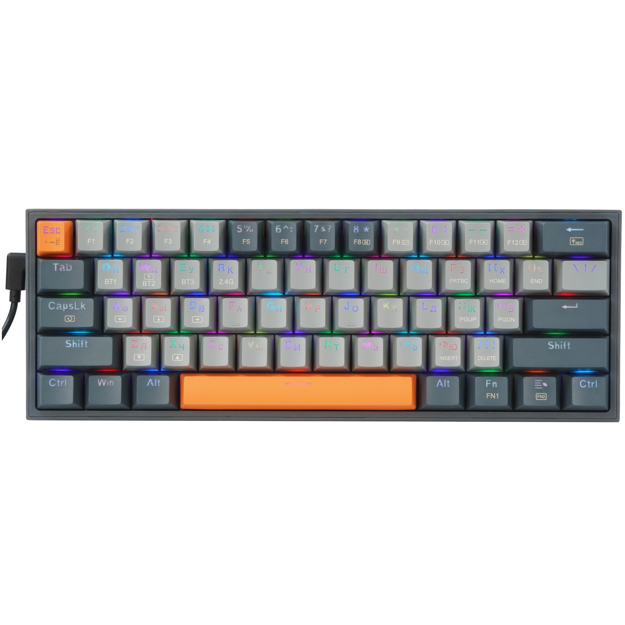 Клавиатура REDRAGON (72599) Fizz RU,Rainbow,красные свитчи, механическая