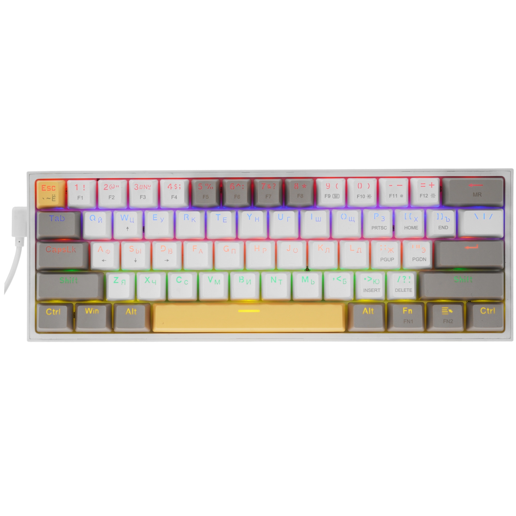 Клавиатура REDRAGON (72596) Fizz RU,Rainbow,беж-желт,red свитч