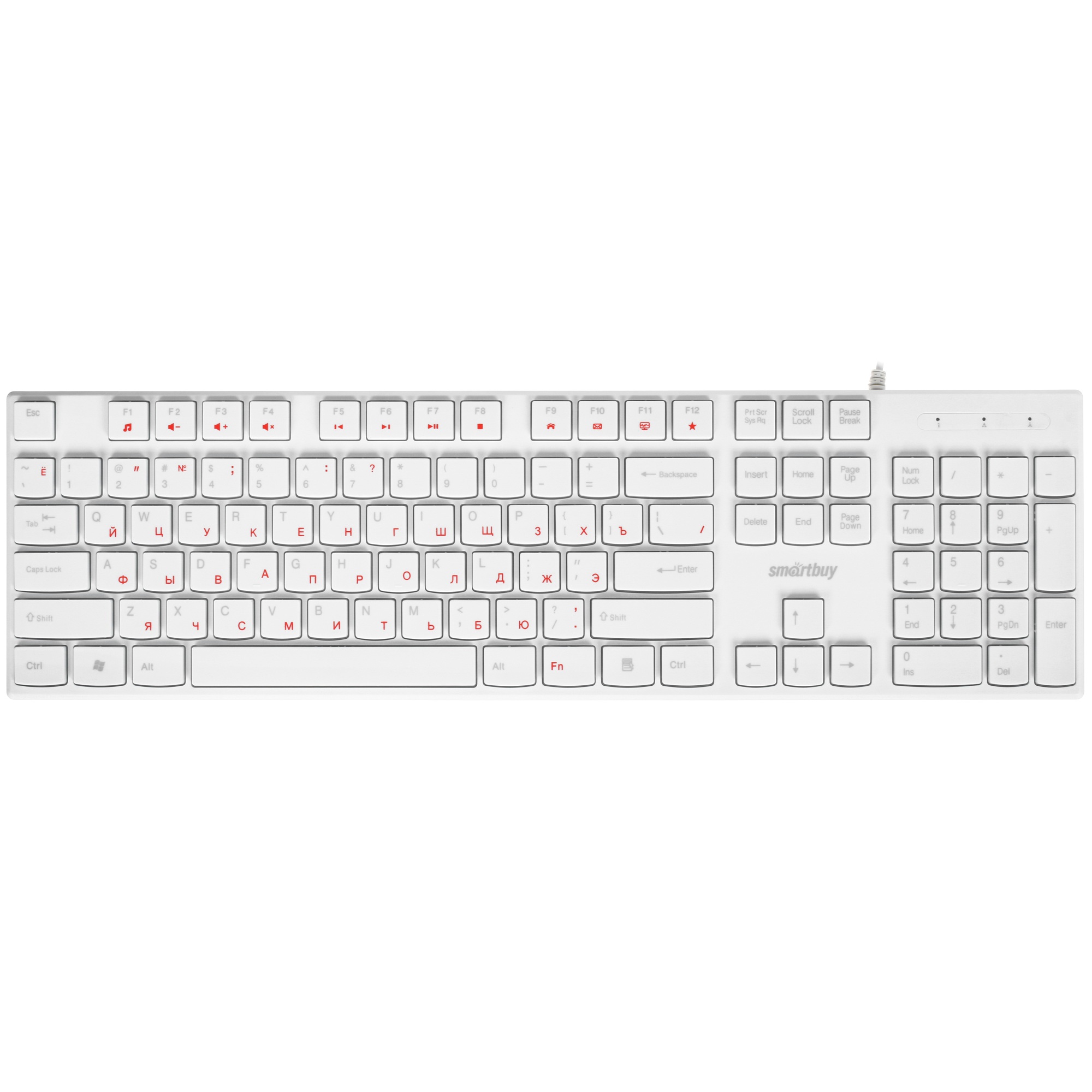 Клавиатура проводная мультимедийная Smartbuy ONE 238 USB белая (SBK-238U-W)/20