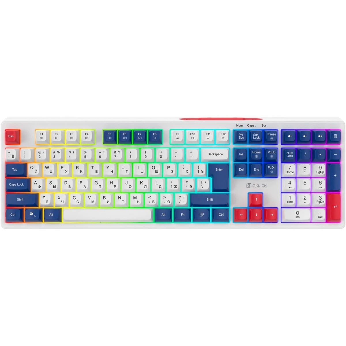 Клавиатура Оклик 725G белый/красный USB Multimedia for gamer LED (2070294)