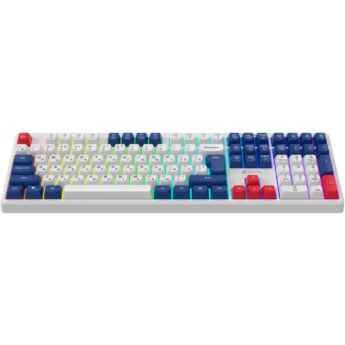 Клавиатура Оклик 725G белый/красный USB Multimedia for gamer LED (2070294)