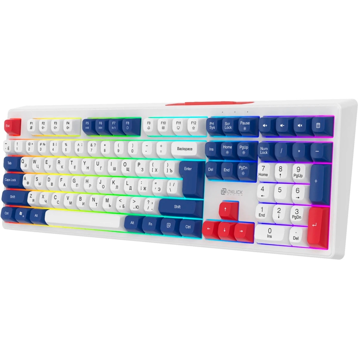 Клавиатура Оклик 725G белый/красный USB Multimedia for gamer LED (2070294)