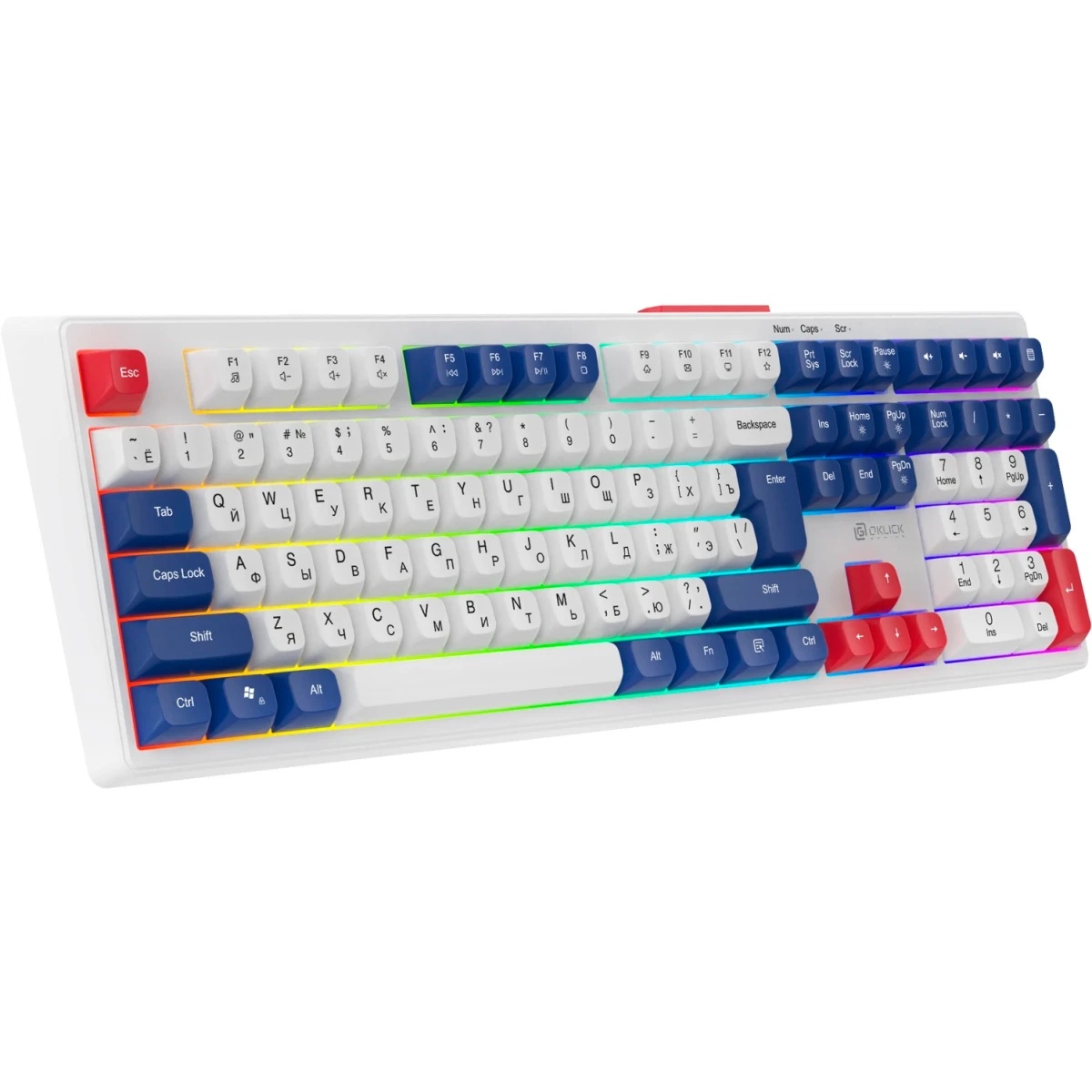 Клавиатура Оклик 725G белый/красный USB Multimedia for gamer LED (2070294)