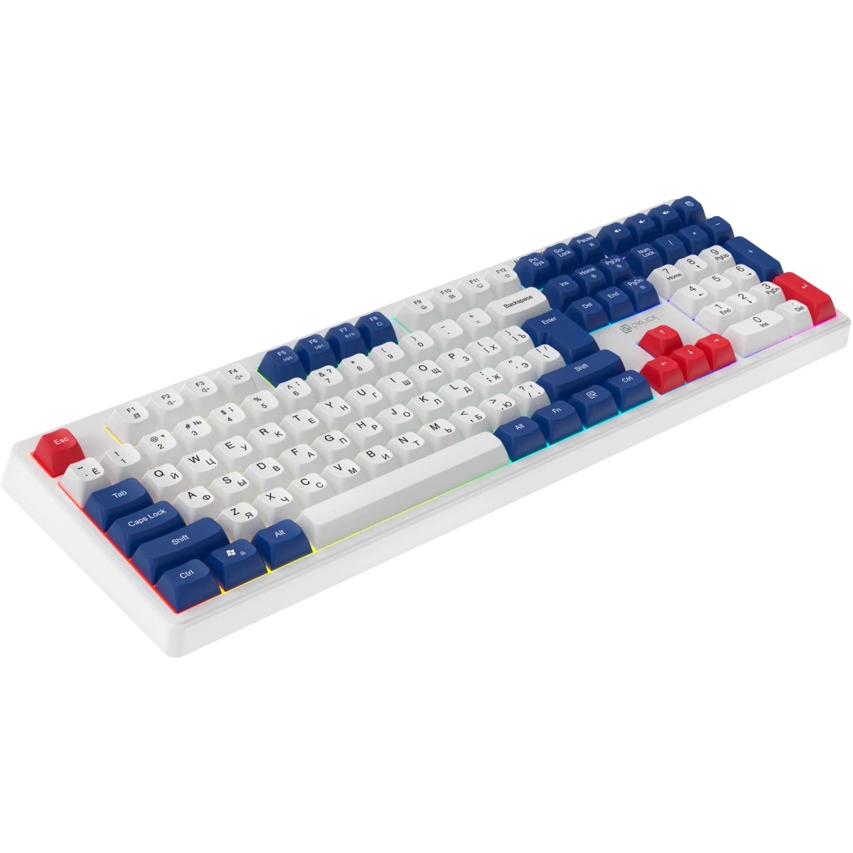 Клавиатура Оклик 725G белый/красный USB Multimedia for gamer LED (2070294)